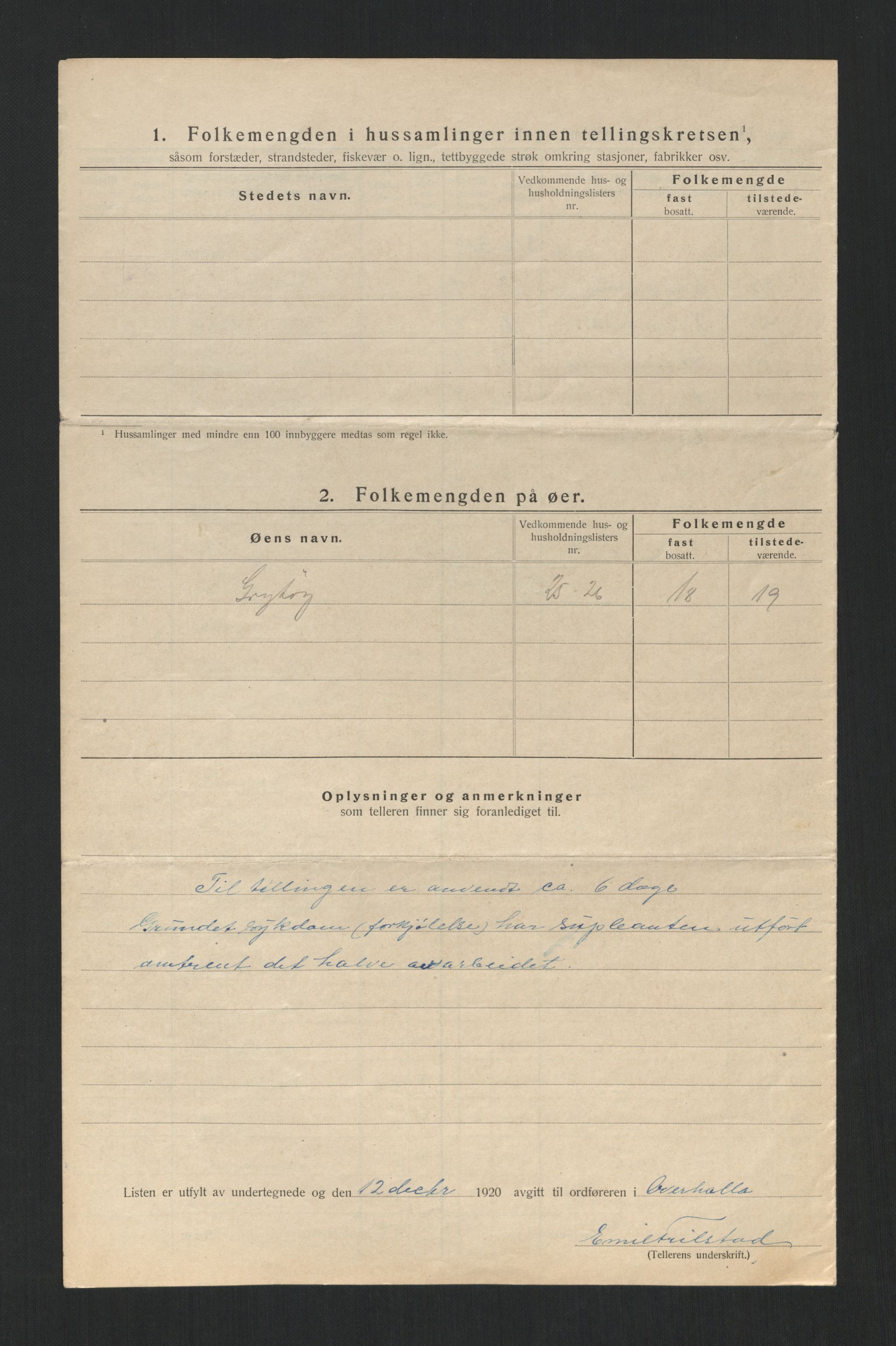 SAT, 1920 census for Overhalla, 1920, p. 31