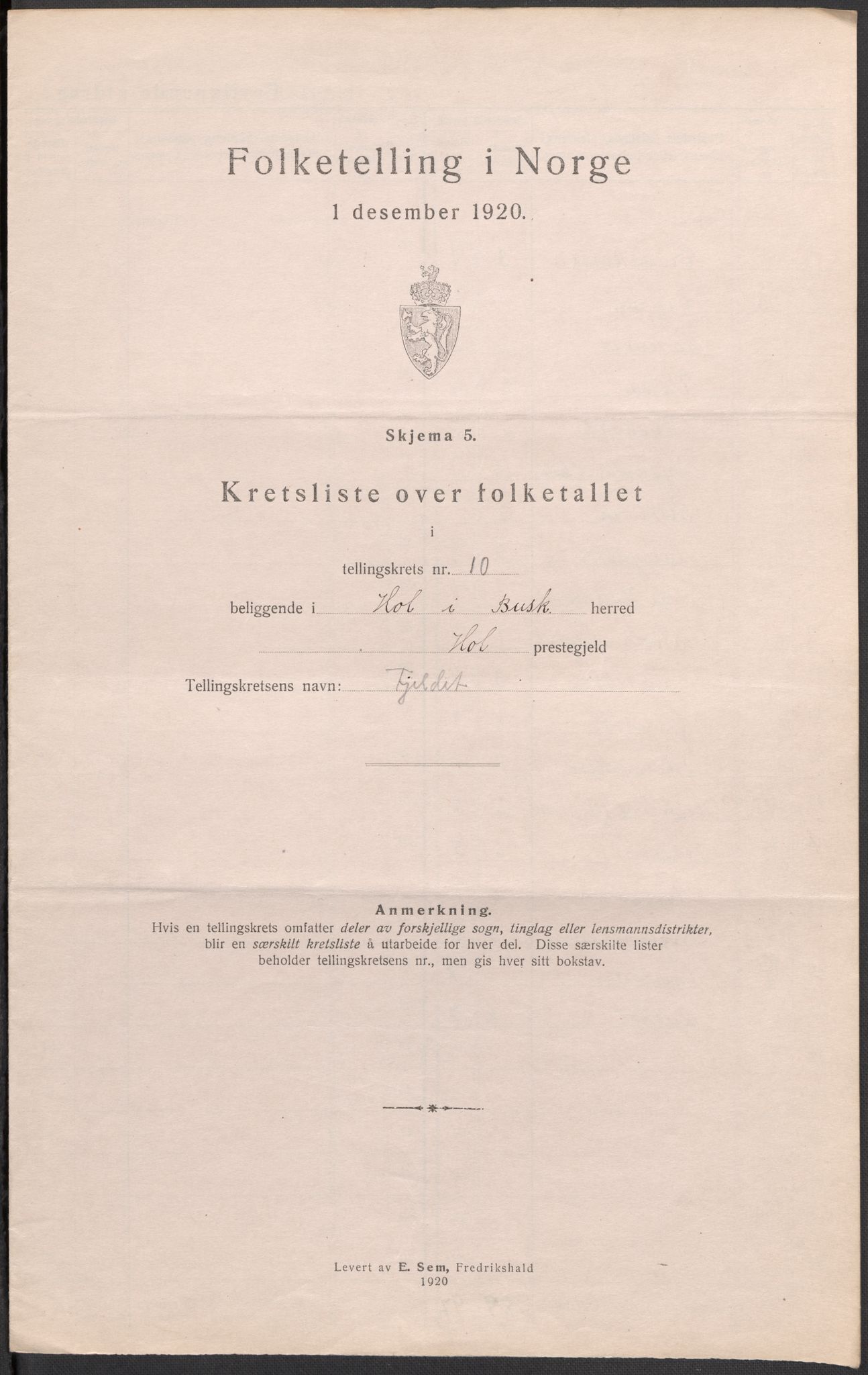 SAKO, 1920 census for Hol (Buskerud), 1920, p. 39