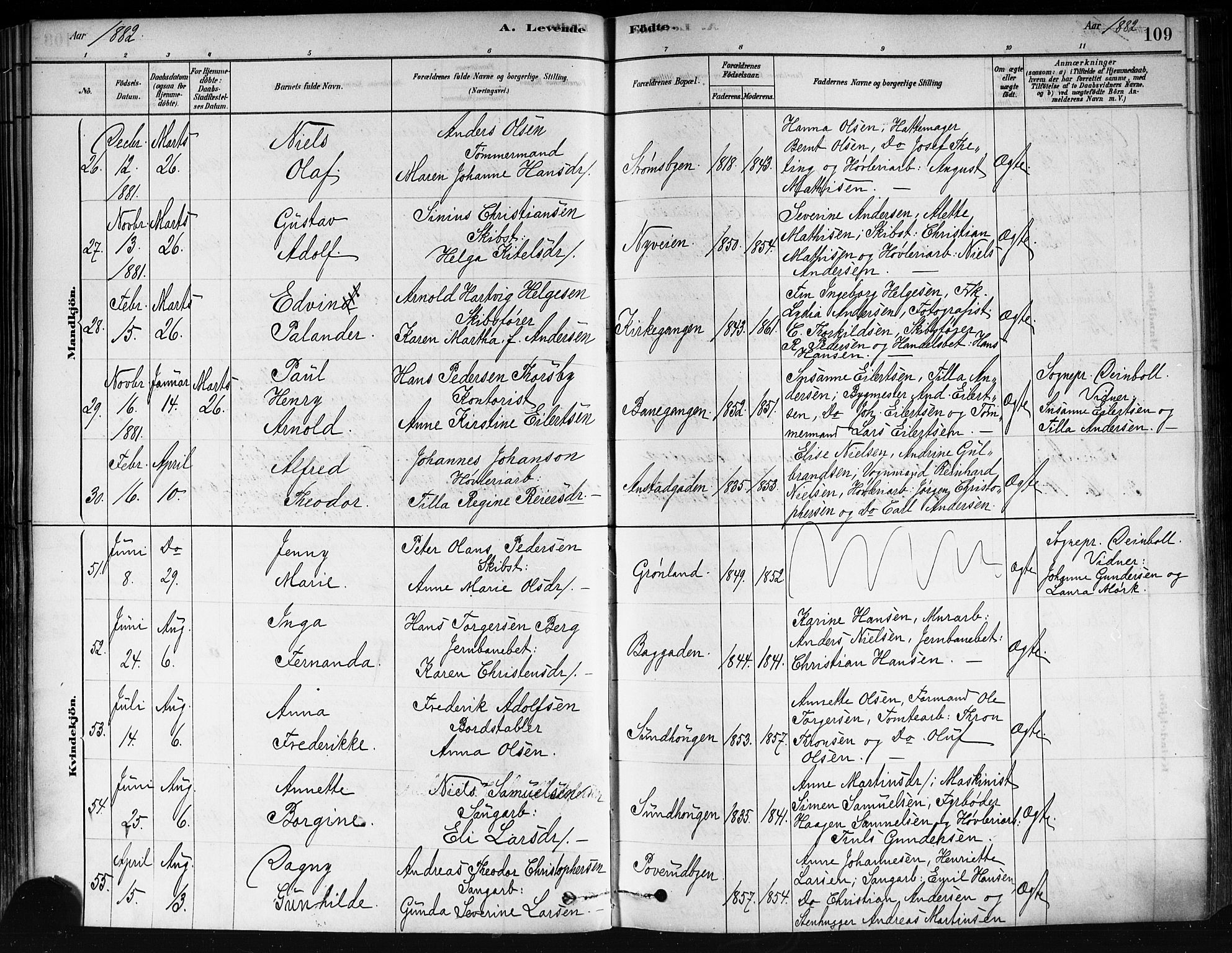 Strømsø kirkebøker, SAKO/A-246/F/Fa/L0021: Parish register (official) no. I 21, 1878-1885, p. 109