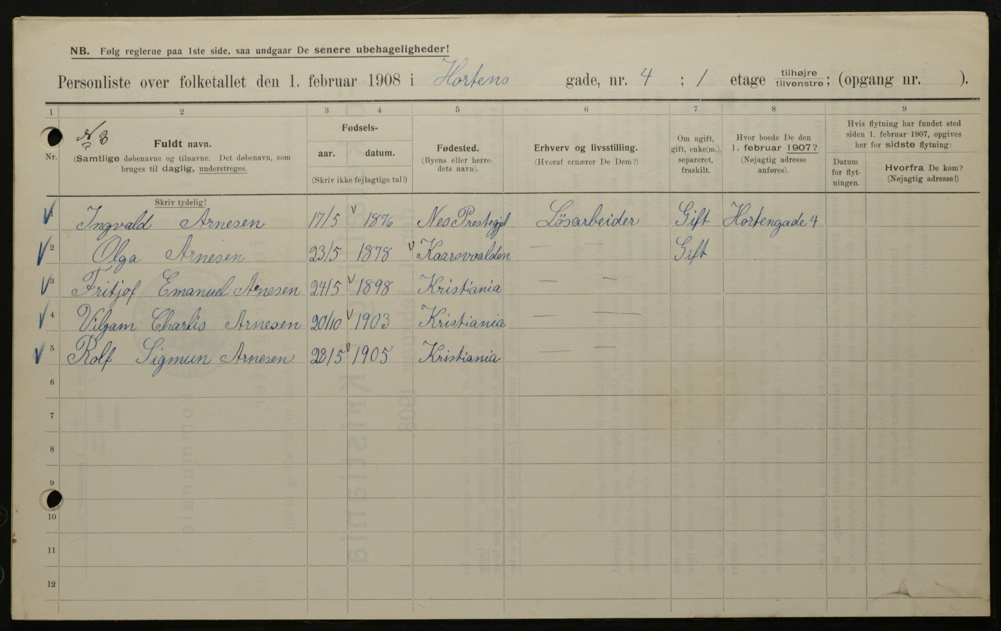 OBA, Municipal Census 1908 for Kristiania, 1908, p. 37250