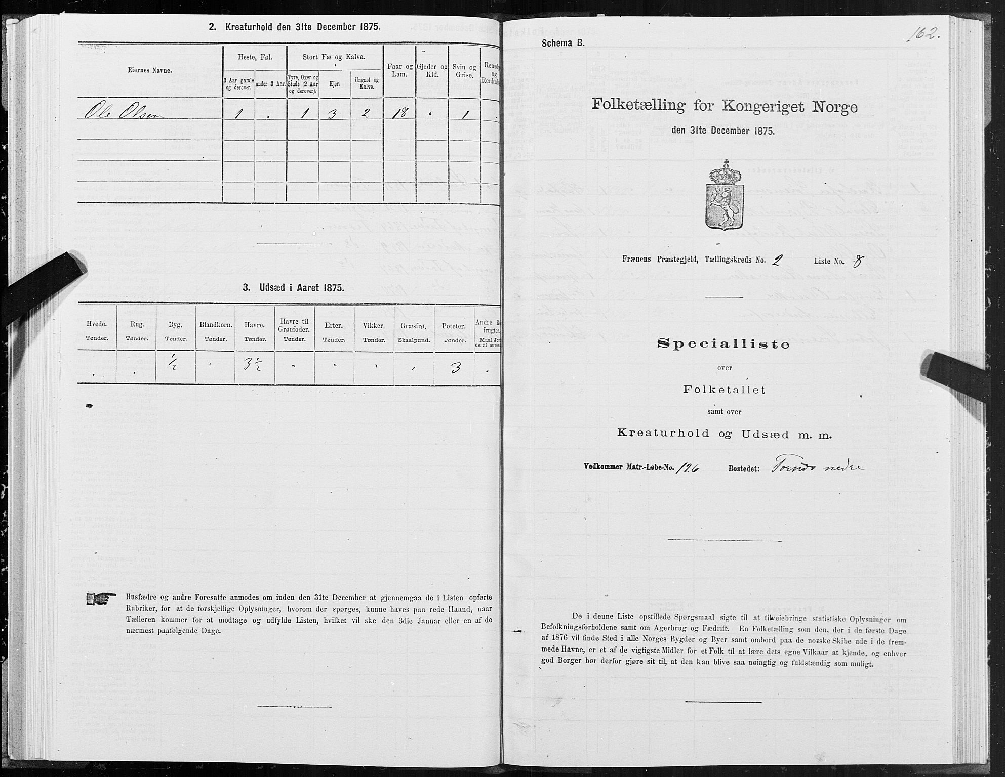 SAT, 1875 census for 1548P Fræna, 1875, p. 1162