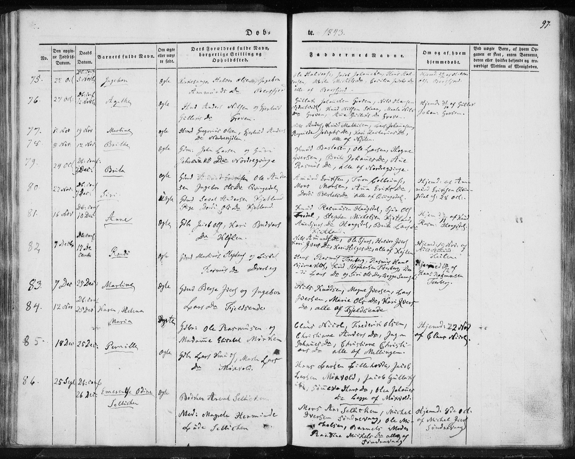 Lindås Sokneprestembete, SAB/A-76701/H/Haa: Parish register (official) no. A 10, 1842-1862, p. 97