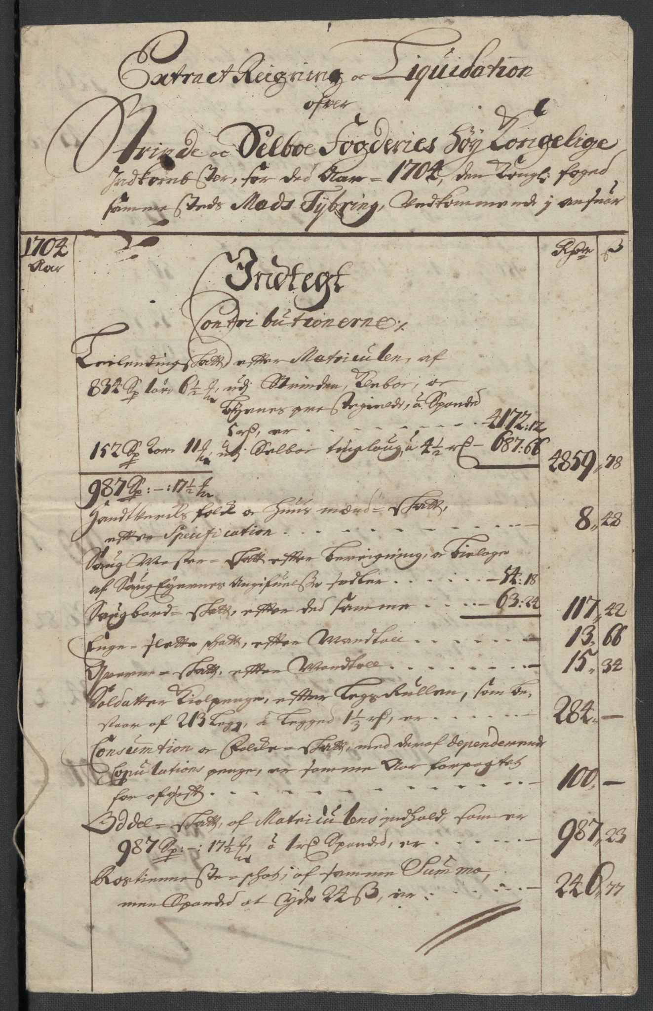 Rentekammeret inntil 1814, Reviderte regnskaper, Fogderegnskap, AV/RA-EA-4092/R61/L4109: Fogderegnskap Strinda og Selbu, 1704-1706, p. 22