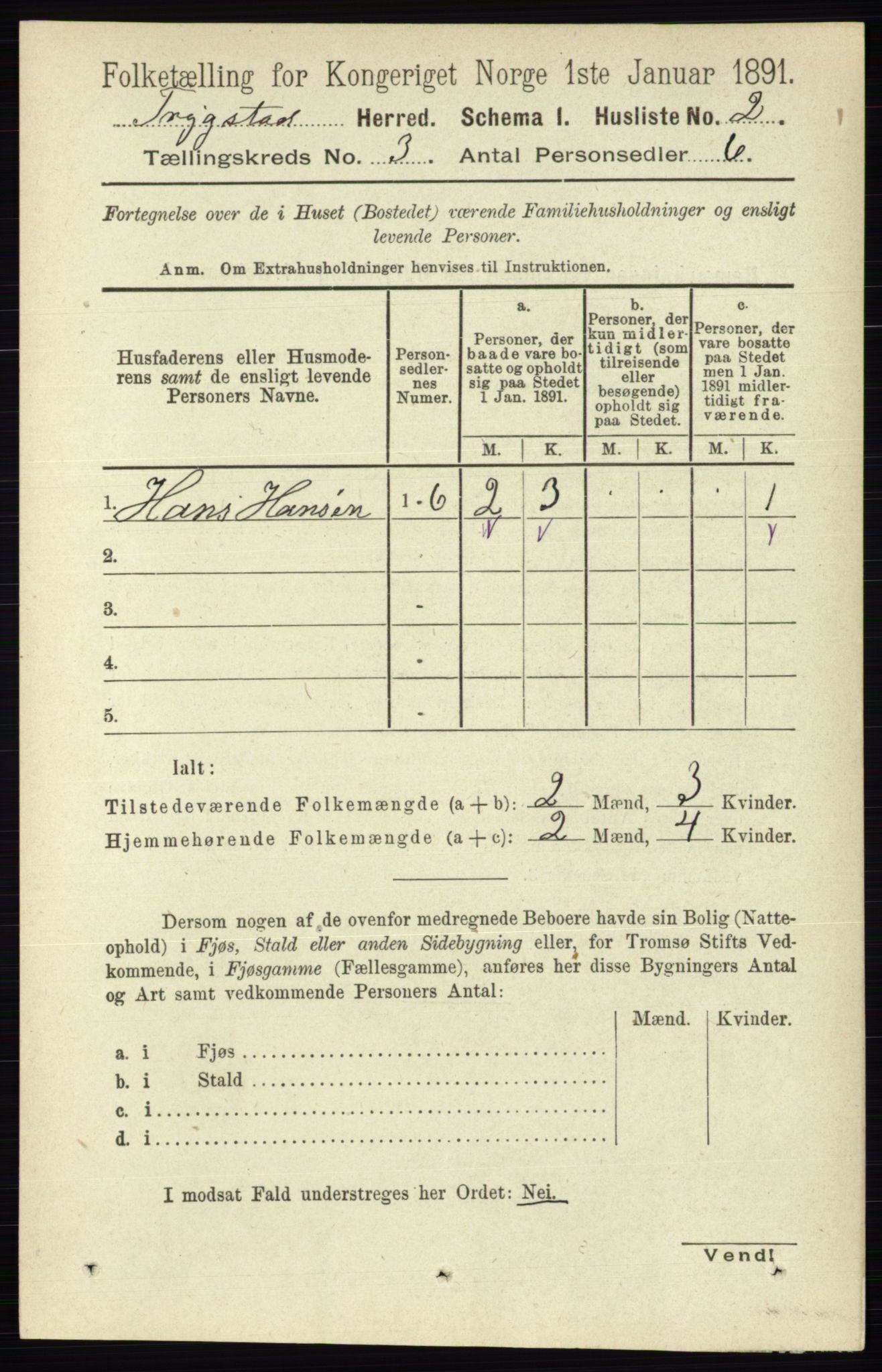 RA, 1891 Census for 0122 Trøgstad, 1891, p. 1045