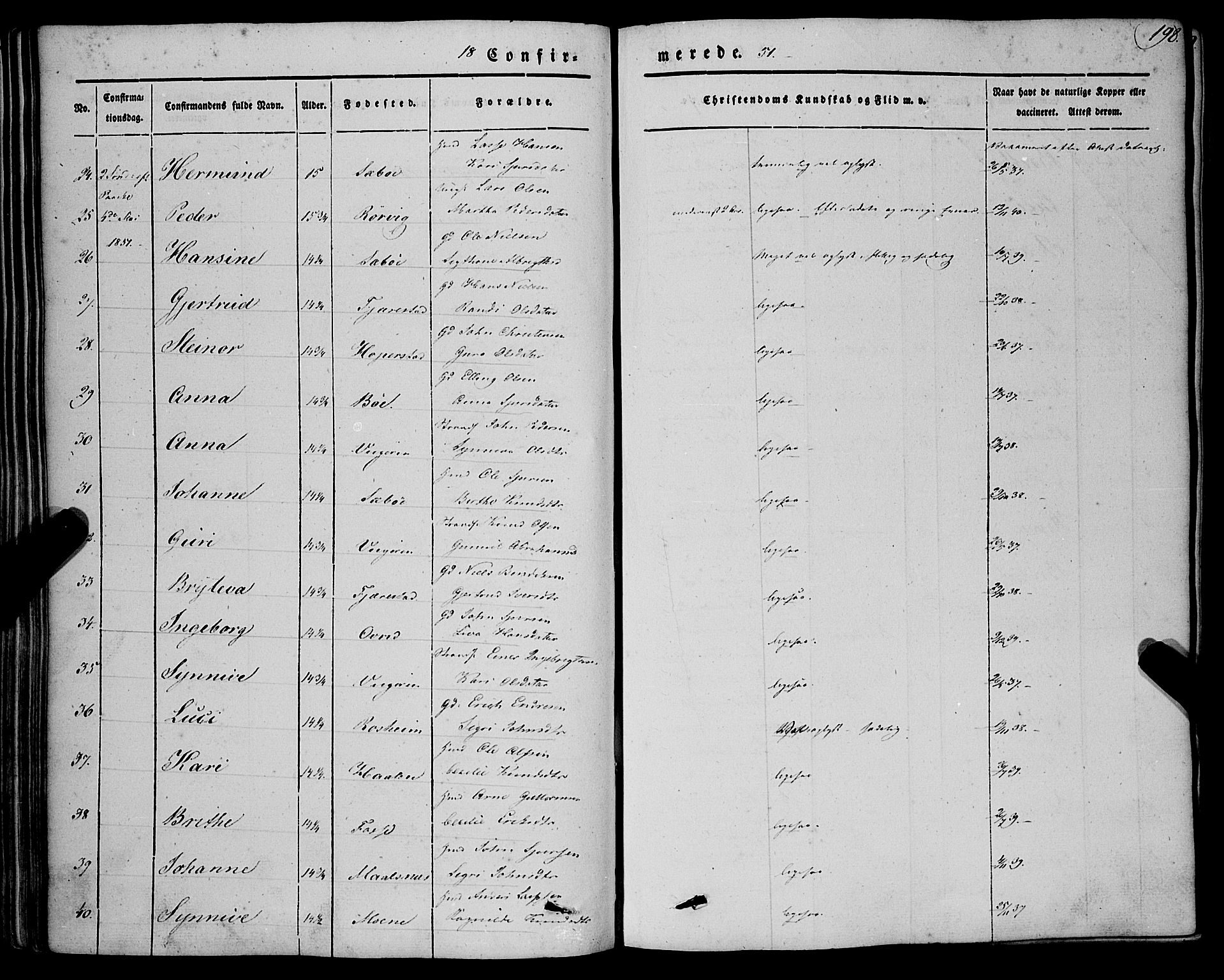 Vik sokneprestembete, AV/SAB-A-81501/H/Haa/Haaa/L0008: Parish register (official) no. A 8, 1846-1865, p. 198