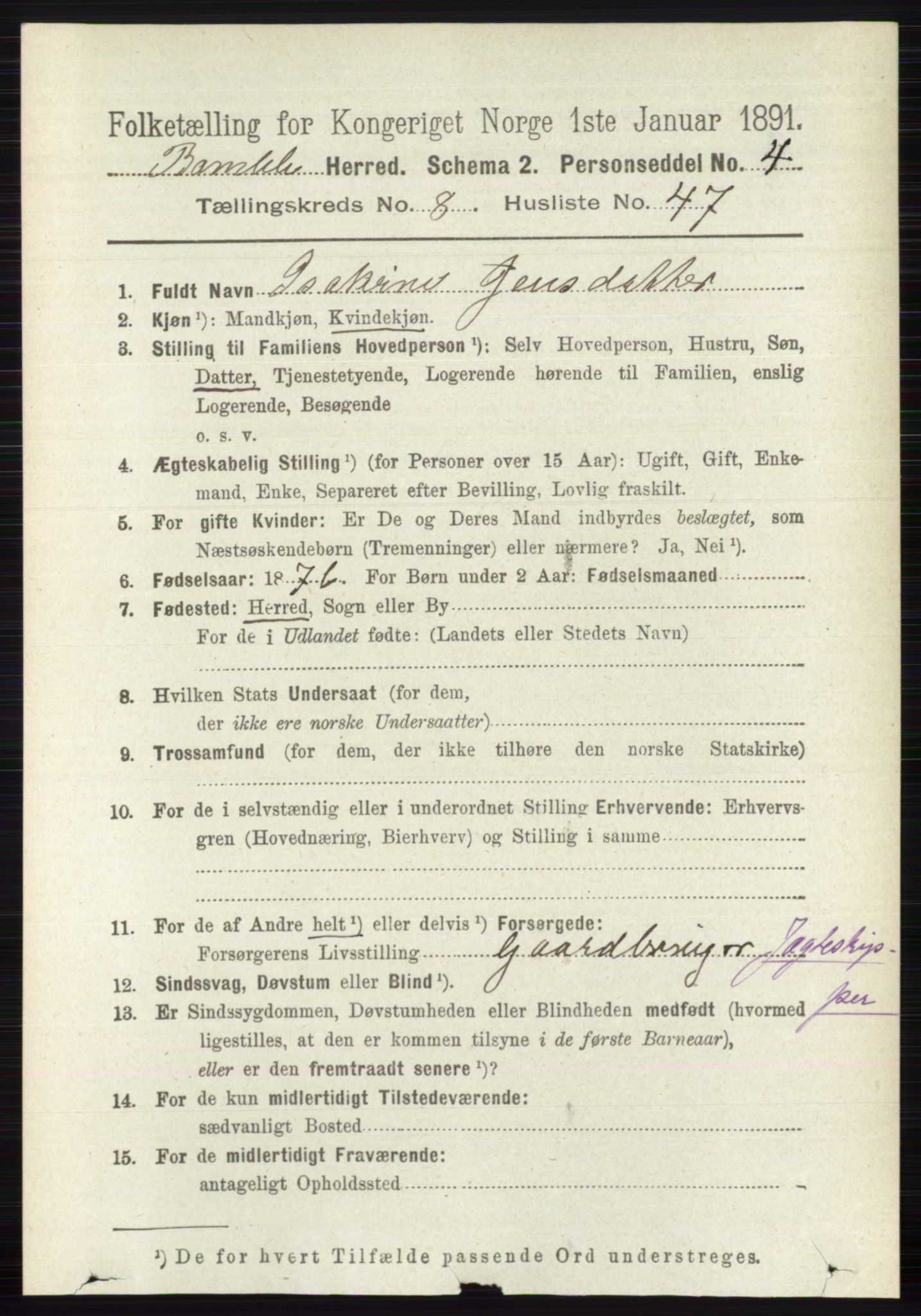 RA, 1891 census for 0814 Bamble, 1891, p. 3792