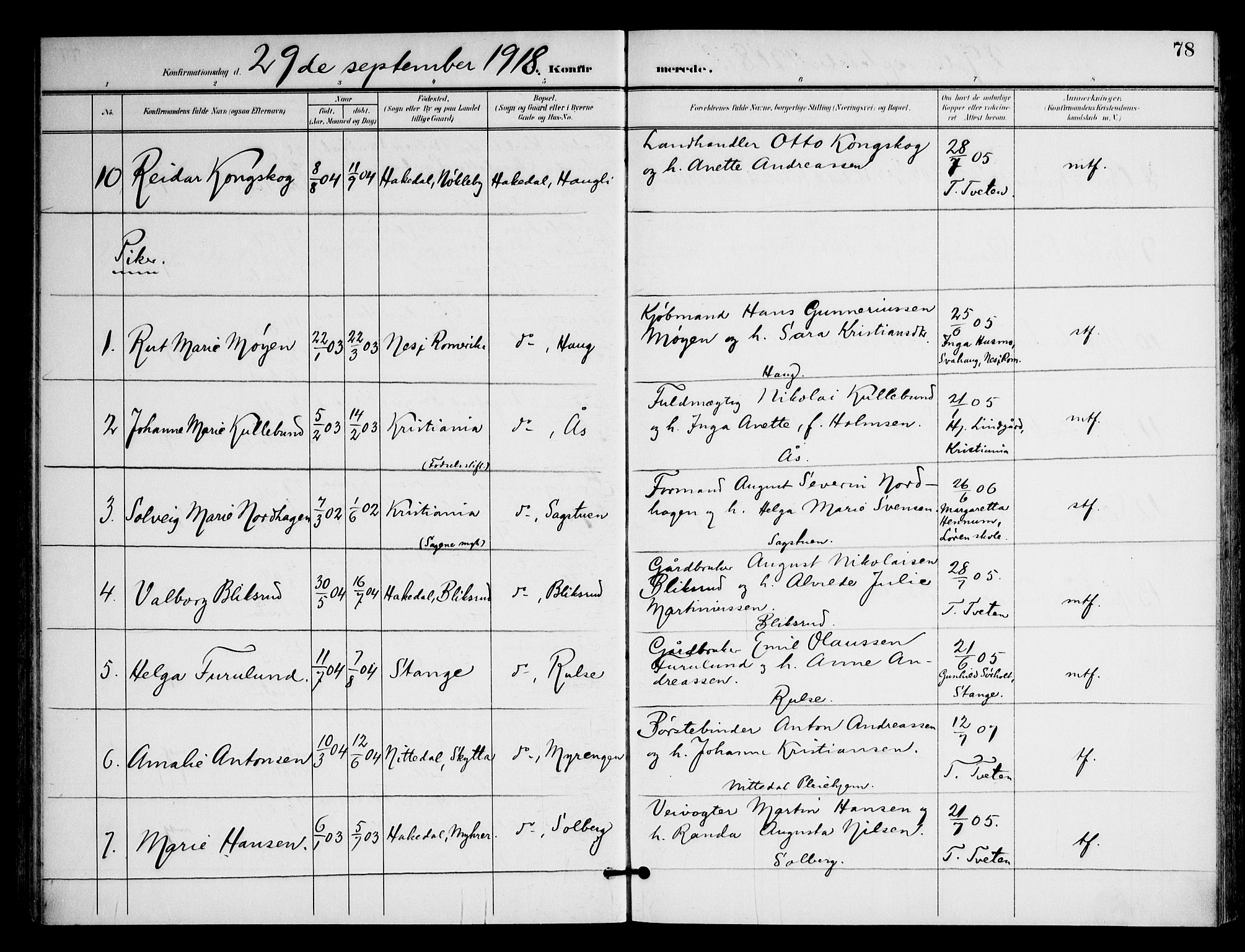 Nittedal prestekontor Kirkebøker, SAO/A-10365a/F/Fb/L0002: Parish register (official) no. II 2, 1902-1921, p. 78