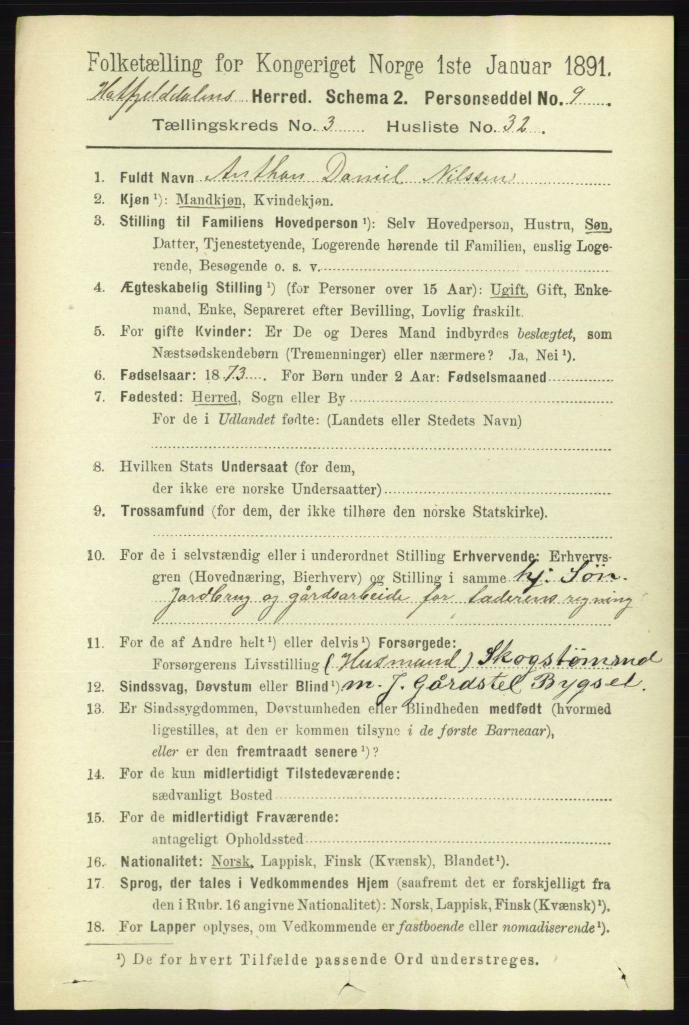 RA, 1891 census for 1826 Hattfjelldal, 1891, p. 893