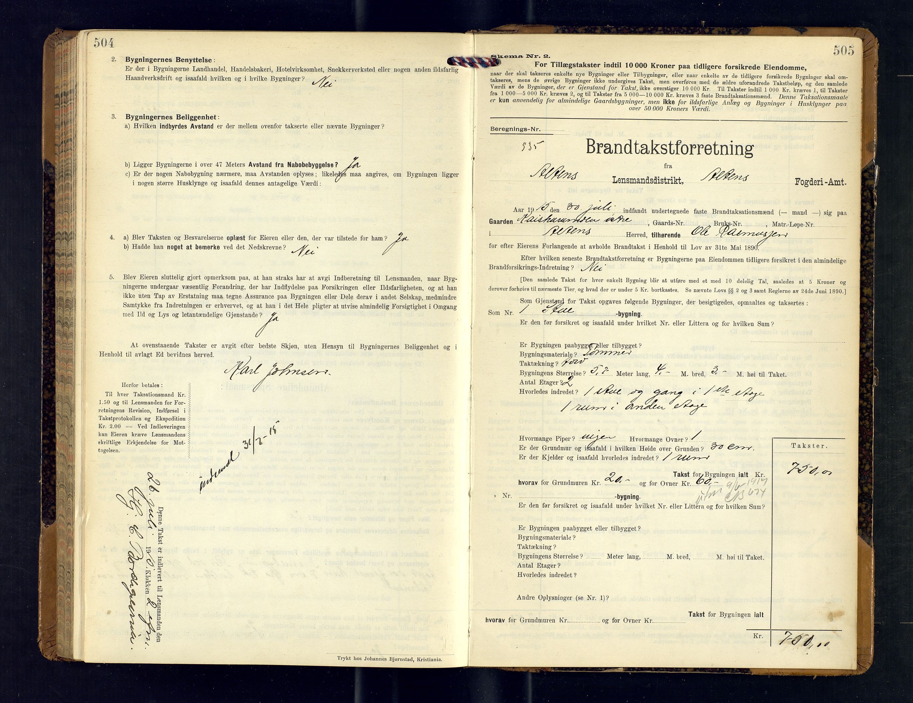 Alta lensmannskontor, AV/SATØ-S-1165/O/Ob/L0171: Branntakstprotokoll, 1911-1915, p. 504-505