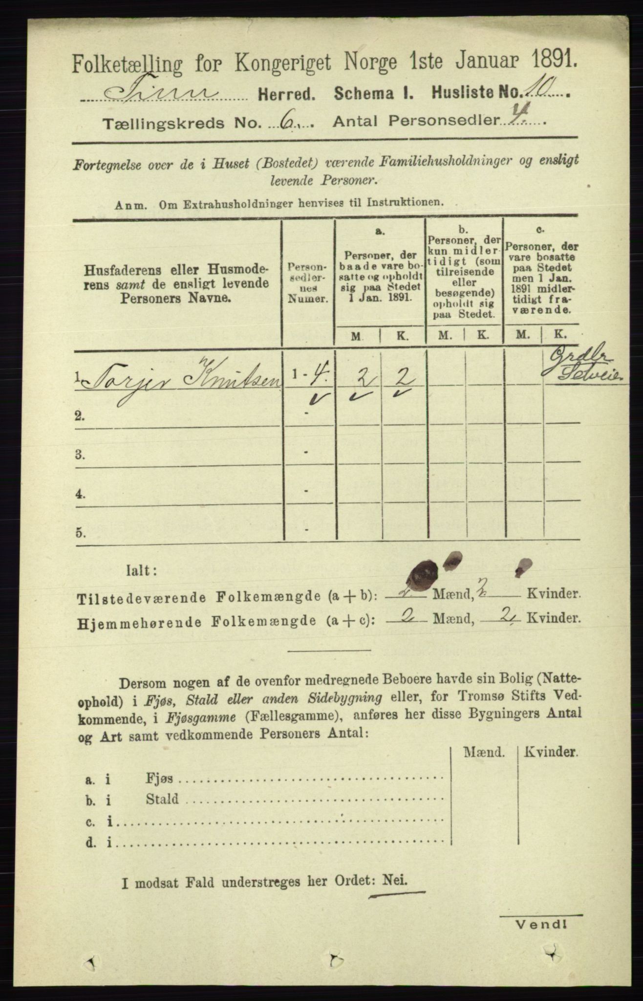 RA, 1891 census for 0826 Tinn, 1891, p. 1170