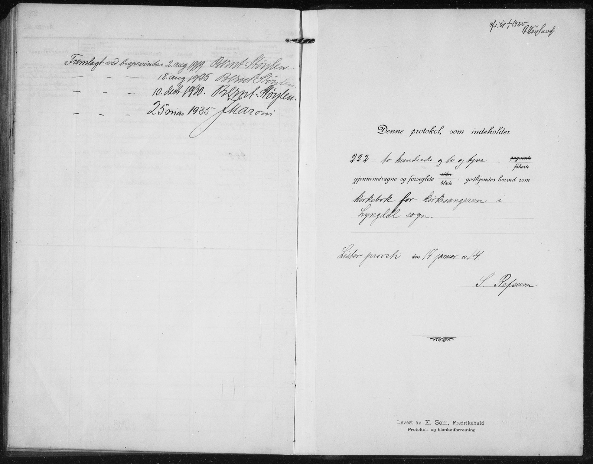 Lyngdal sokneprestkontor, SAK/1111-0029/F/Fb/Fbc/L0006: Parish register (copy) no. B 6, 1914-1934