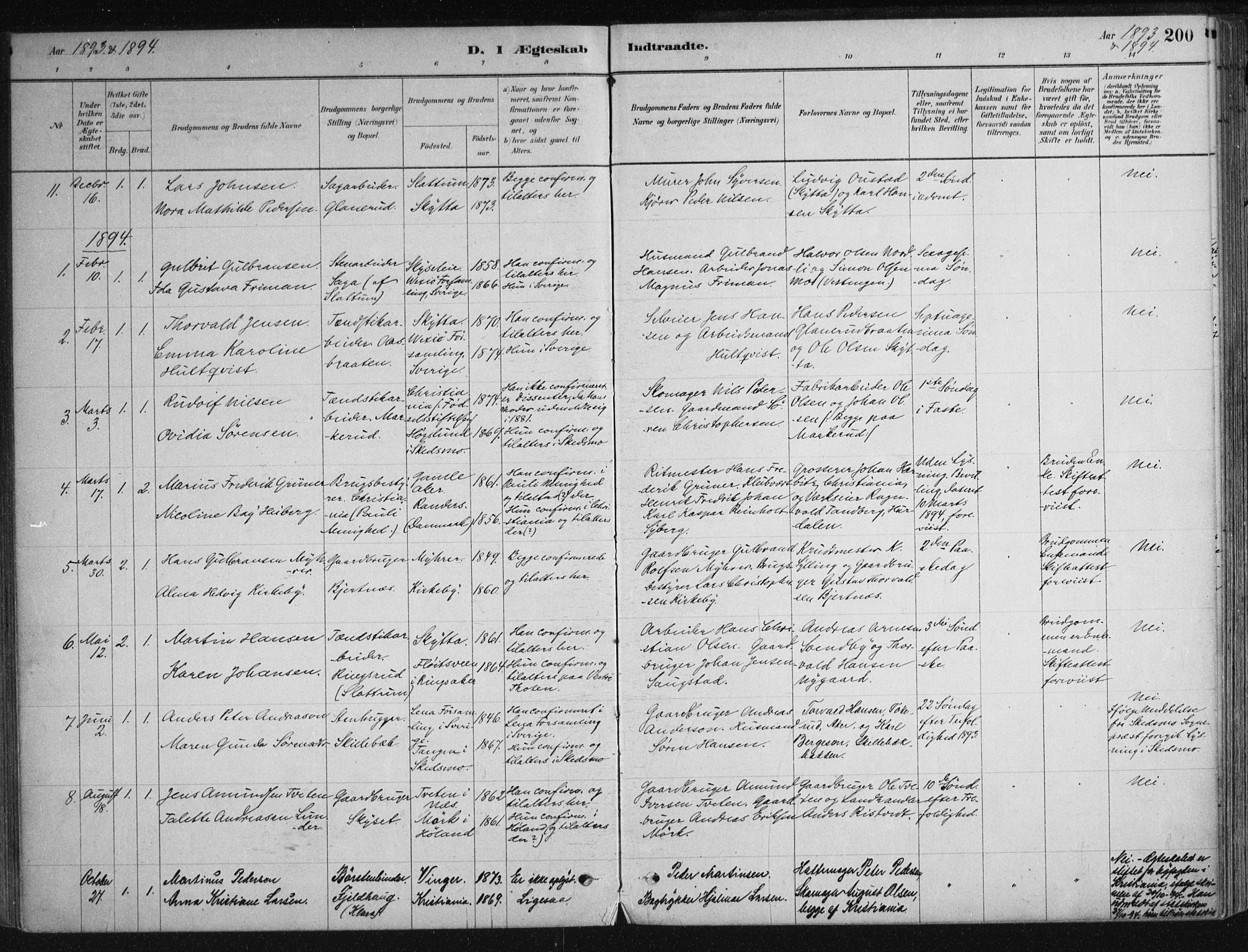 Nittedal prestekontor Kirkebøker, SAO/A-10365a/F/Fa/L0007: Parish register (official) no. I 7, 1879-1901, p. 200