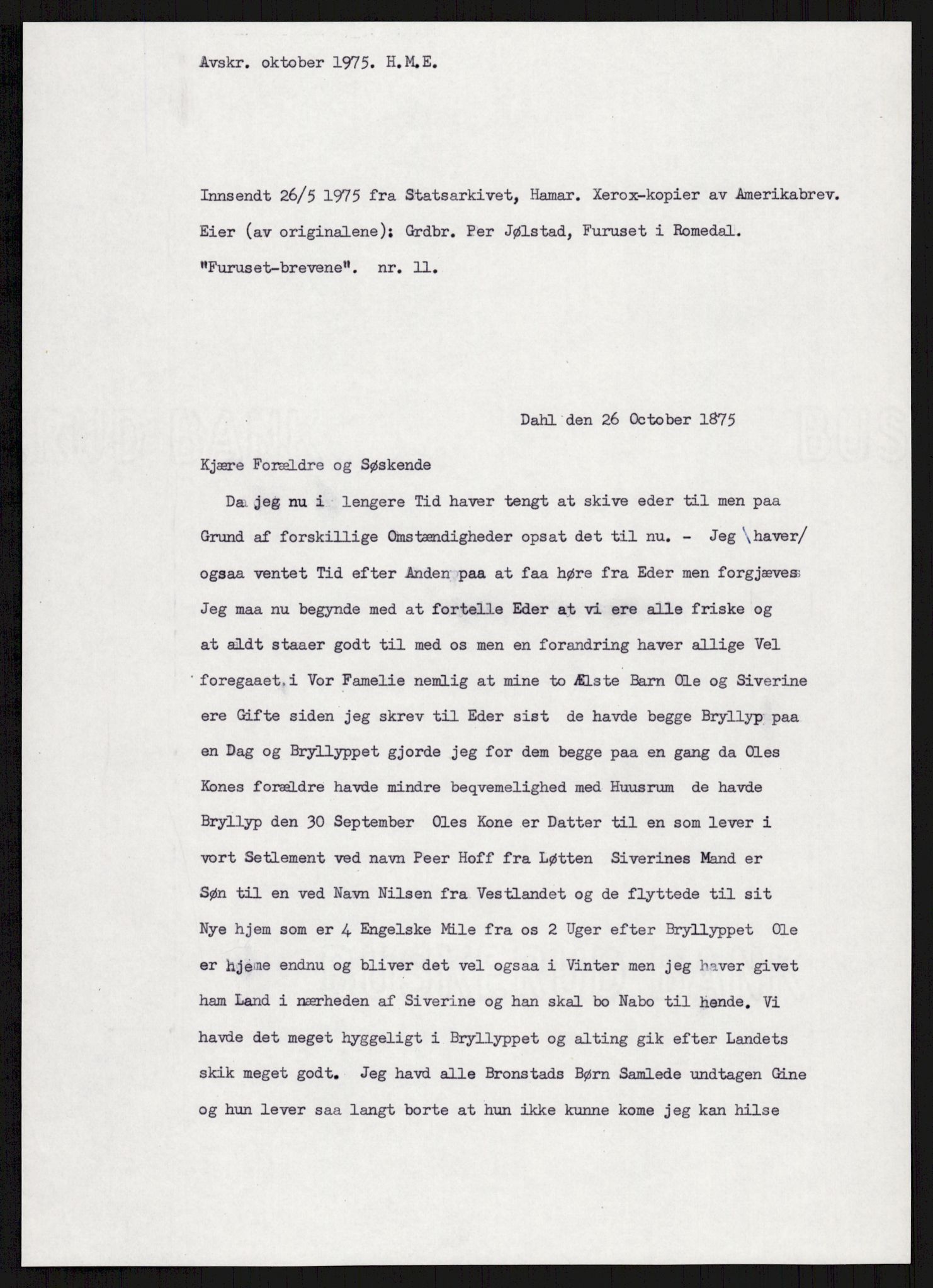 Samlinger til kildeutgivelse, Amerikabrevene, AV/RA-EA-4057/F/L0007: Innlån fra Hedmark: Berg - Furusetbrevene, 1838-1914, p. 571