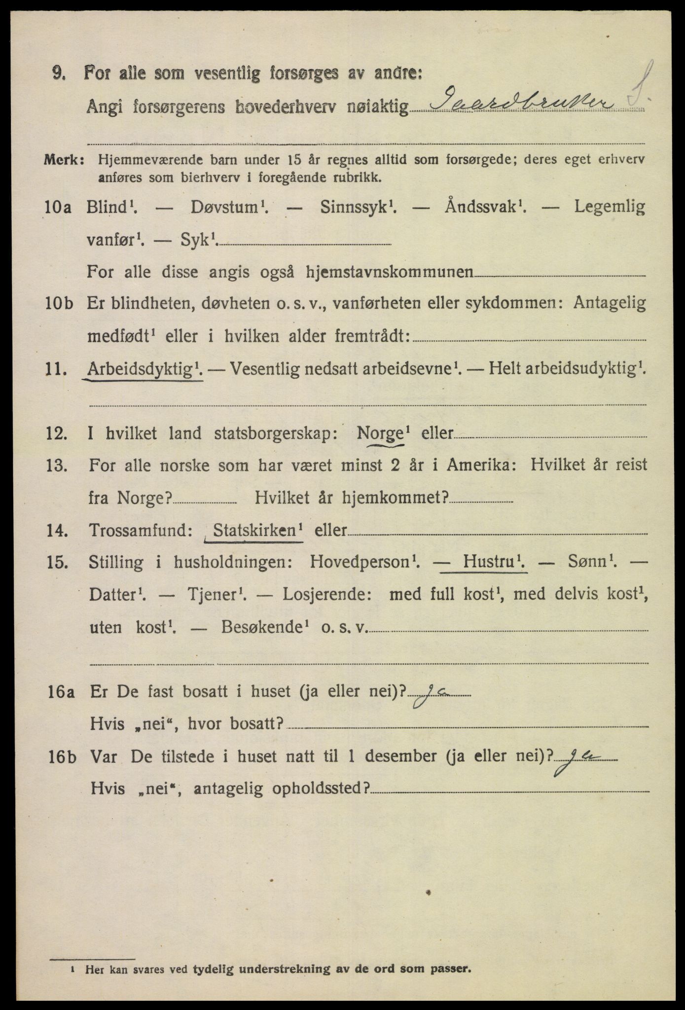 SAK, 1920 census for Hægebostad, 1920, p. 864