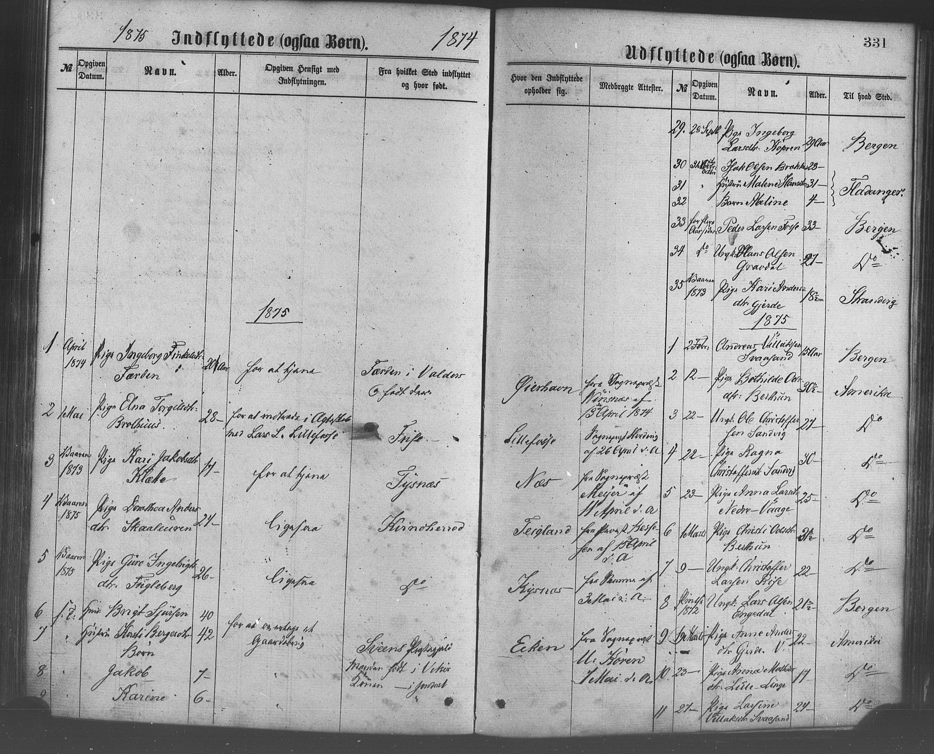 Strandebarm sokneprestembete, SAB/A-78401/H/Haa: Parish register (official) no. A 9, 1872-1886, p. 331