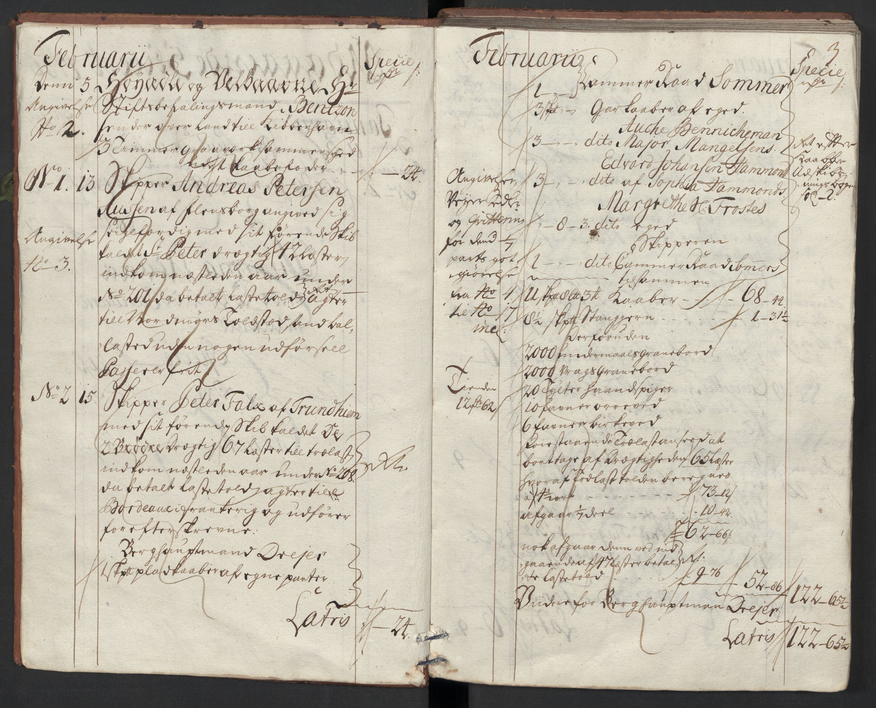 Generaltollkammeret, tollregnskaper, AV/RA-EA-5490/R33/L0013/0002: Tollregnskaper Trondheim A / Utgående tollbok, 1731, p. 2b-3a