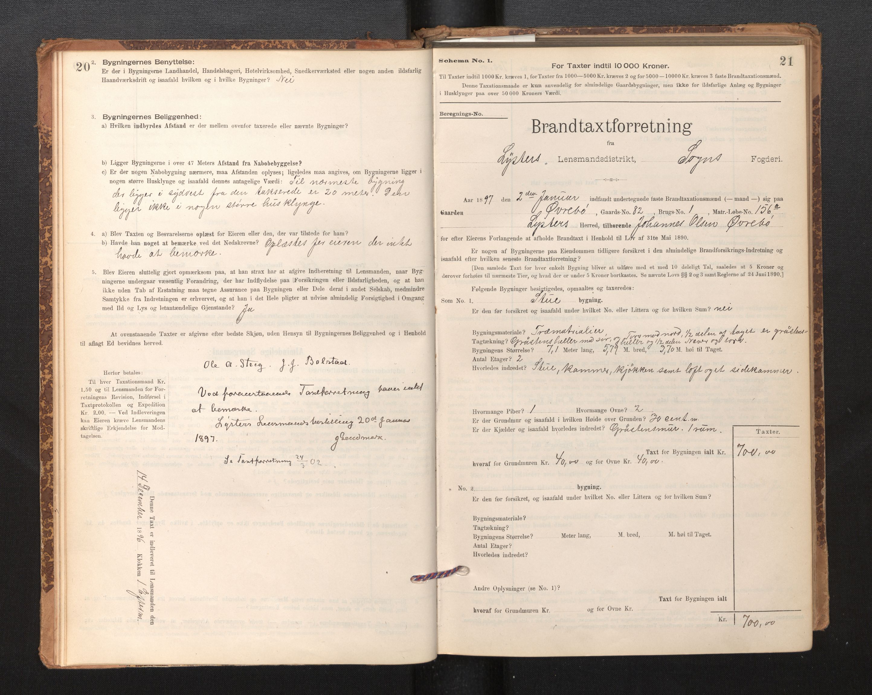 Lensmannen i Luster, SAB/A-29301/0012/L0007: Branntakstprotokoll, skjematakst, 1895-1935, p. 20-21