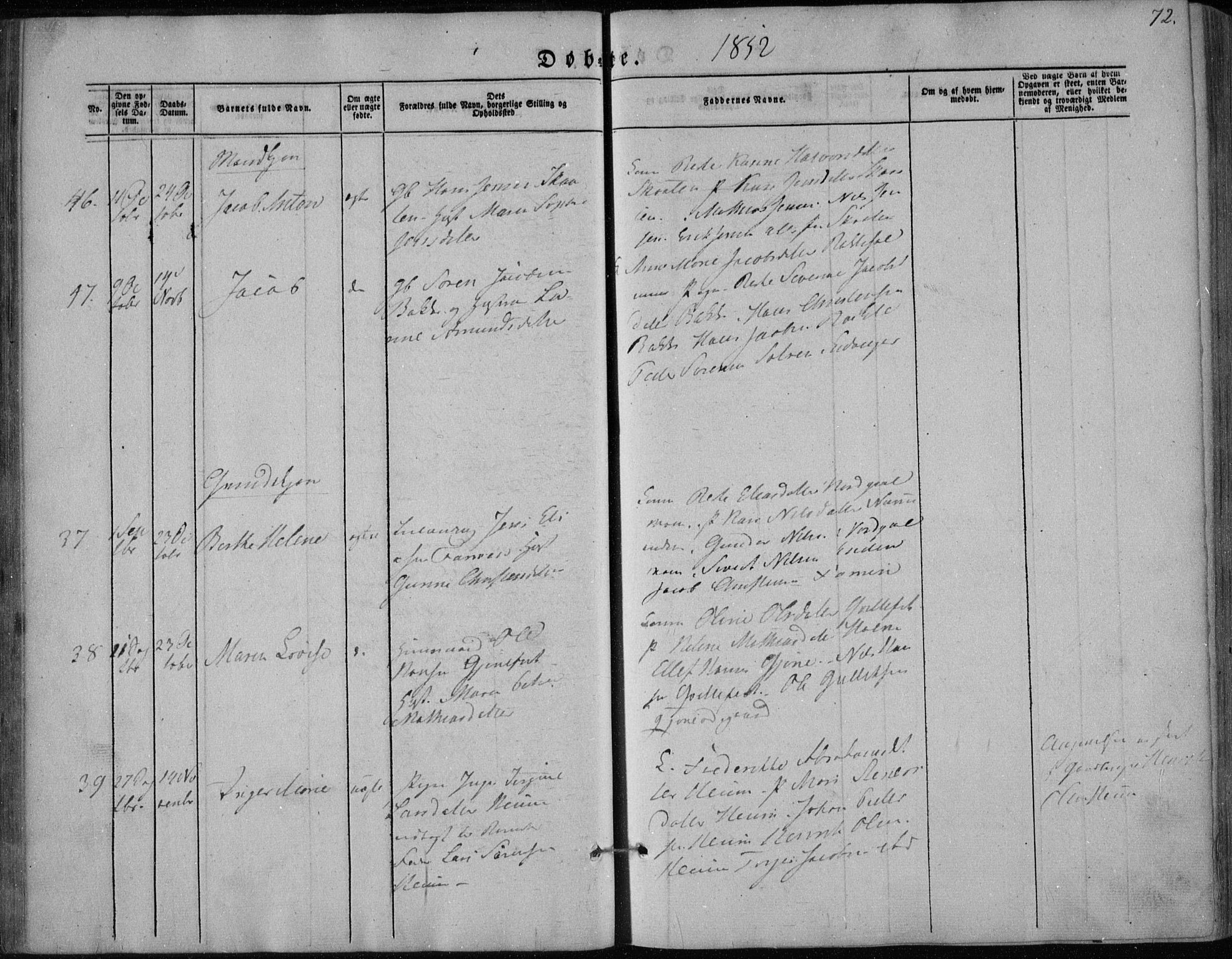 Hedrum kirkebøker, AV/SAKO-A-344/F/Fa/L0006: Parish register (official) no. I 6, 1849-1857, p. 72