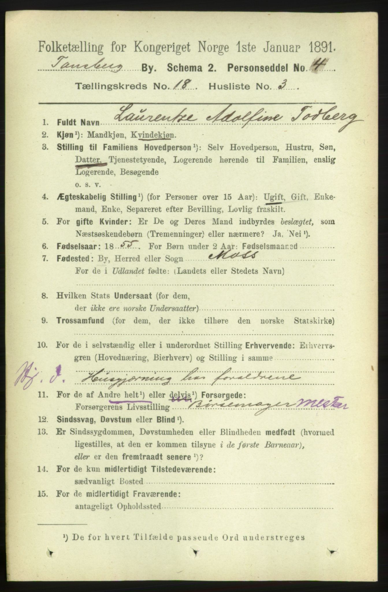 RA, 1891 census for 0705 Tønsberg, 1891, p. 5120