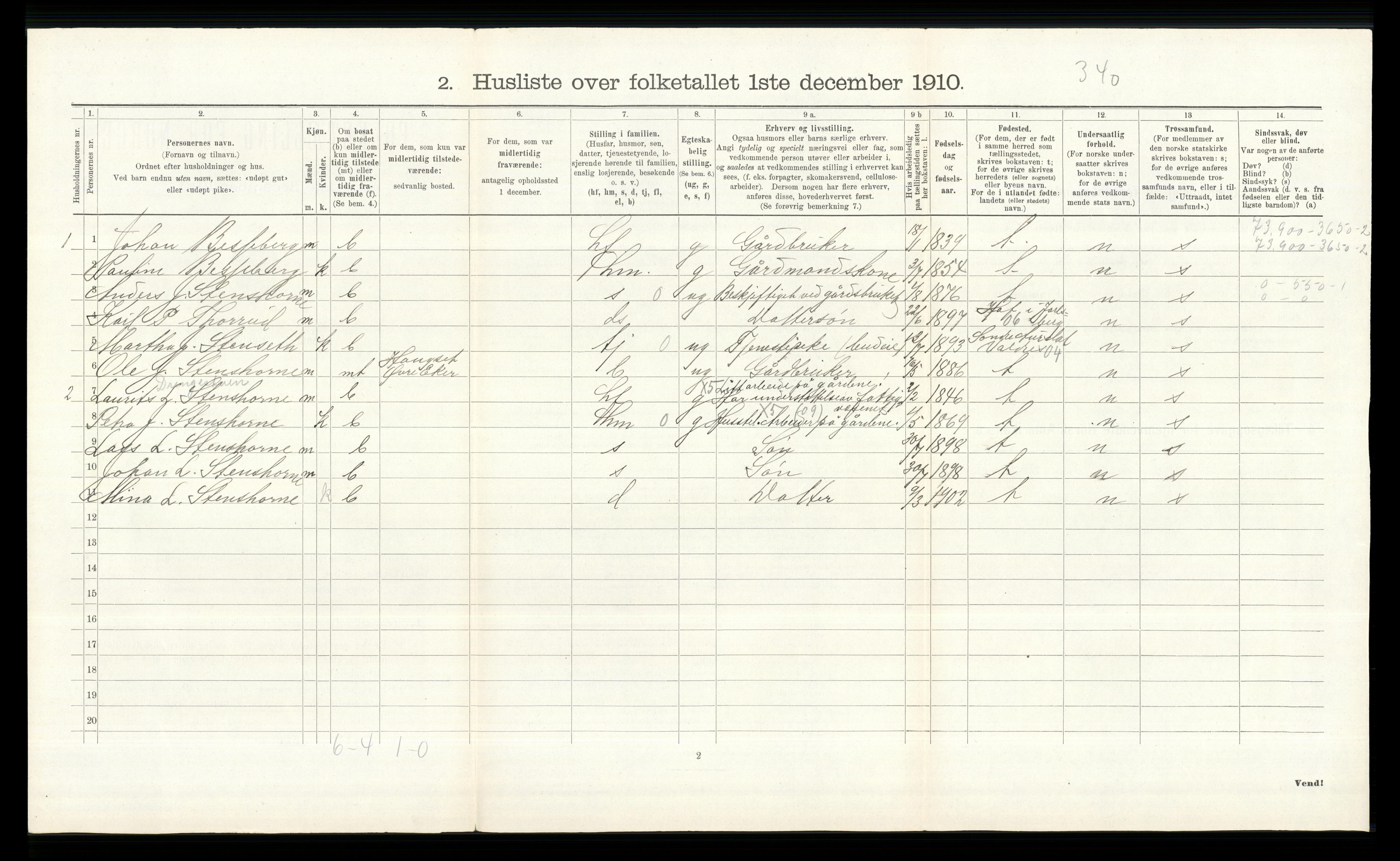 RA, 1910 census for Øvre Eiker, 1910, p. 222