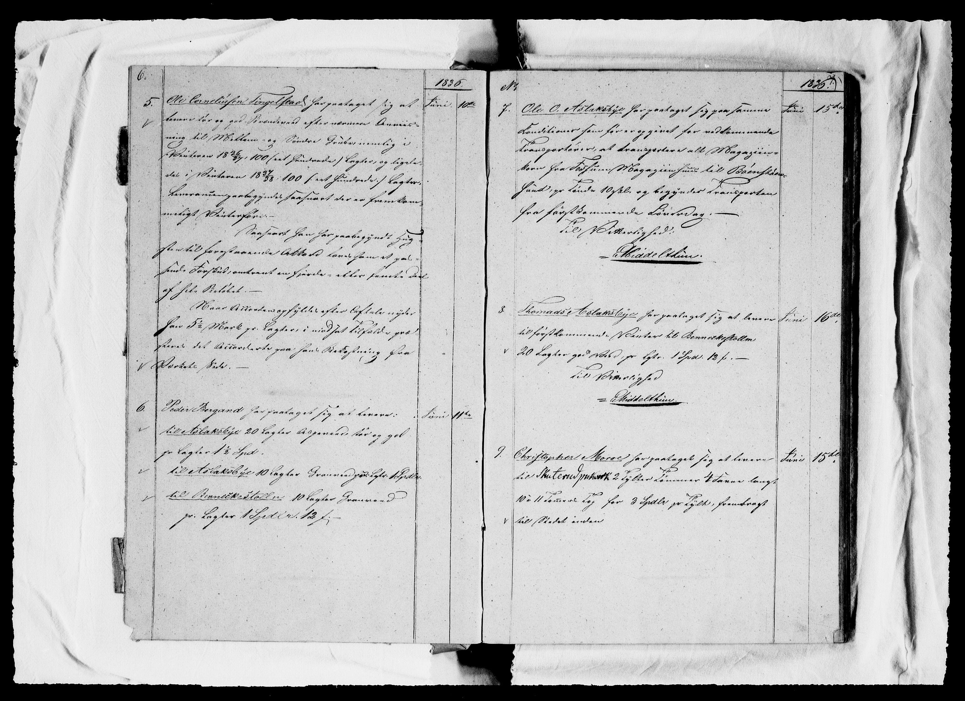 Modums Blaafarveværk, RA/PA-0157/G/Ga/L0062/0001: -- / Kontraktsprotokoll for kjørsler og leveranser, 1835-1848, p. 4