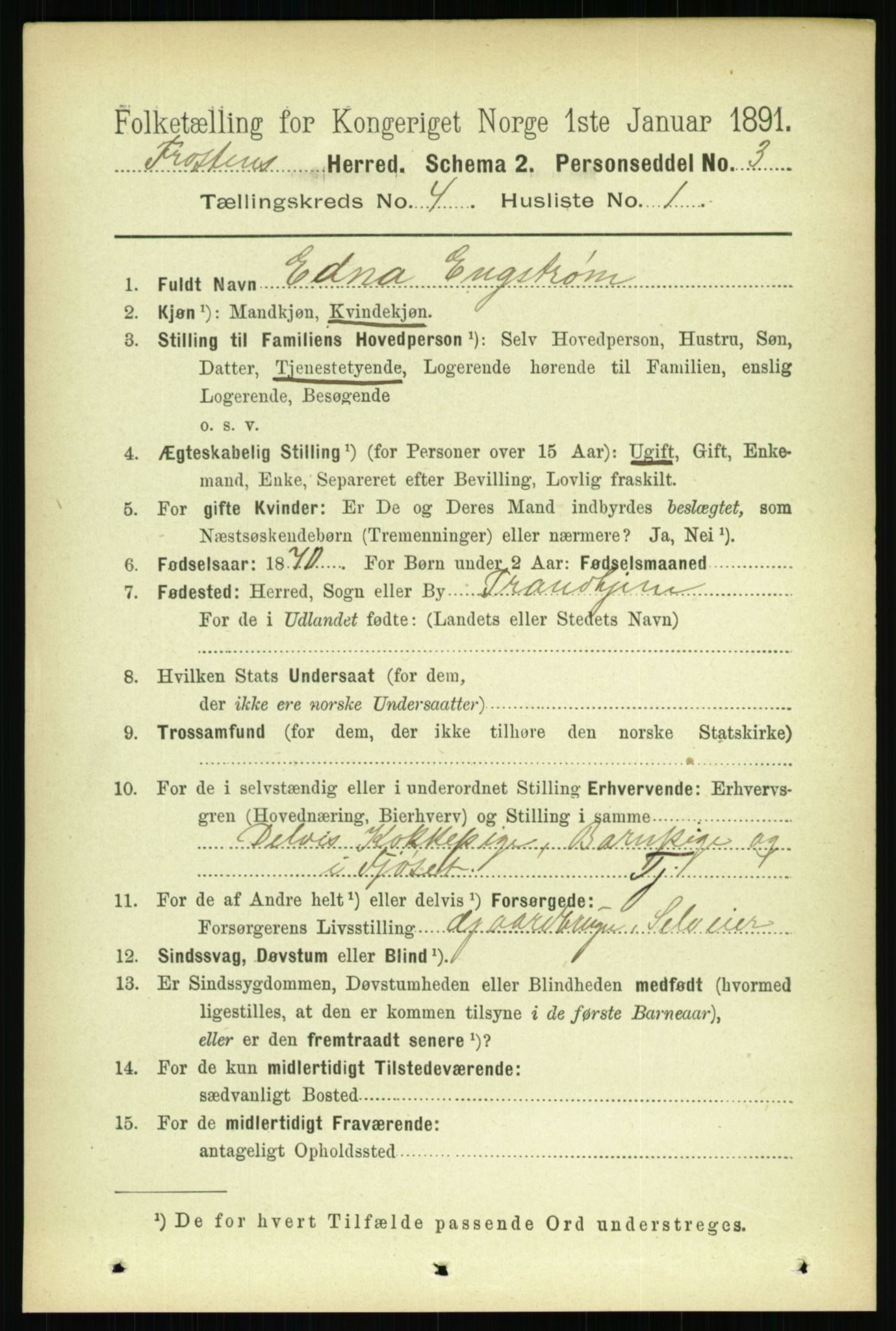 RA, 1891 census for 1717 Frosta, 1891, p. 2644