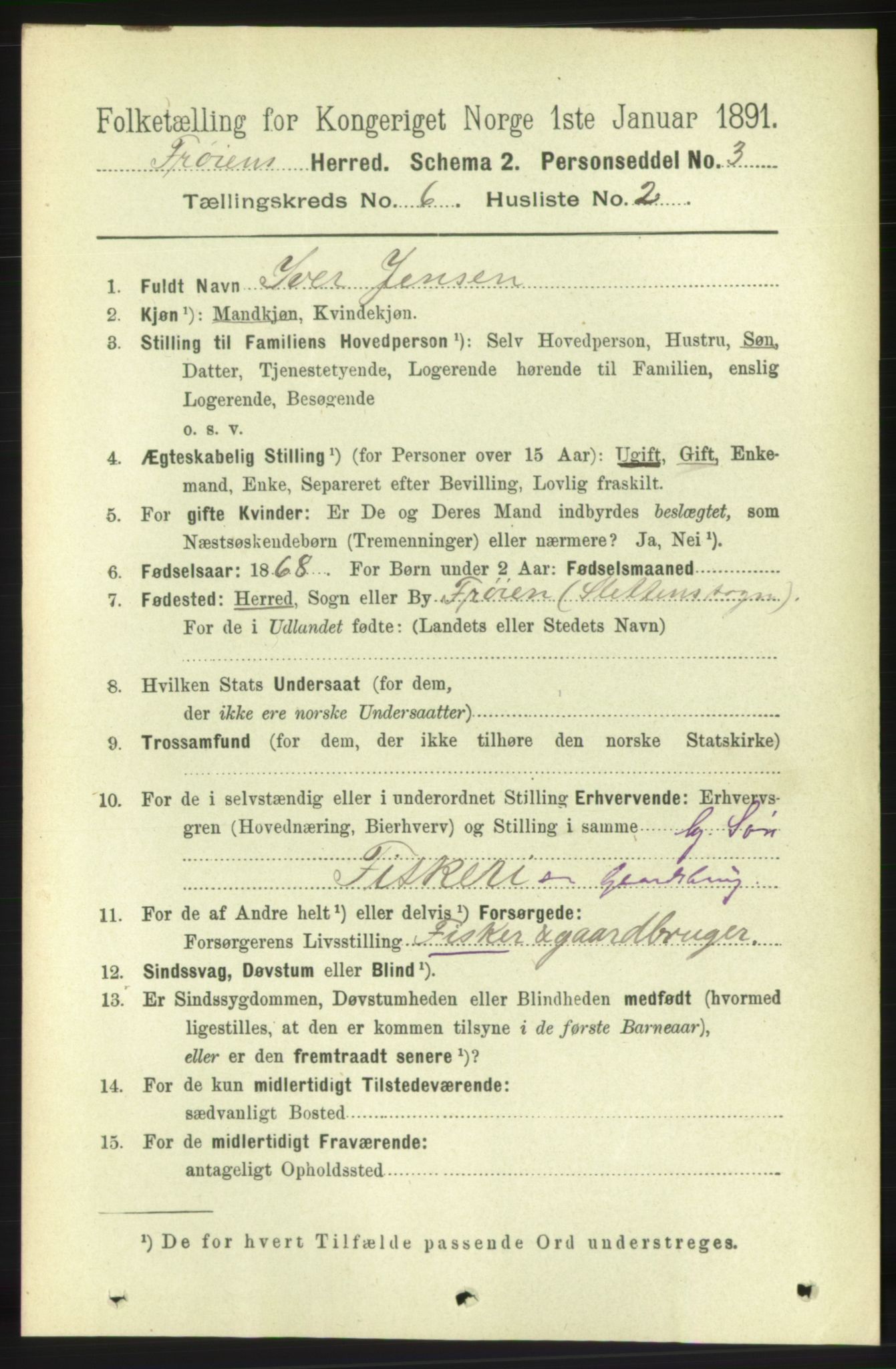 RA, 1891 census for 1619 Frøya, 1891, p. 4181