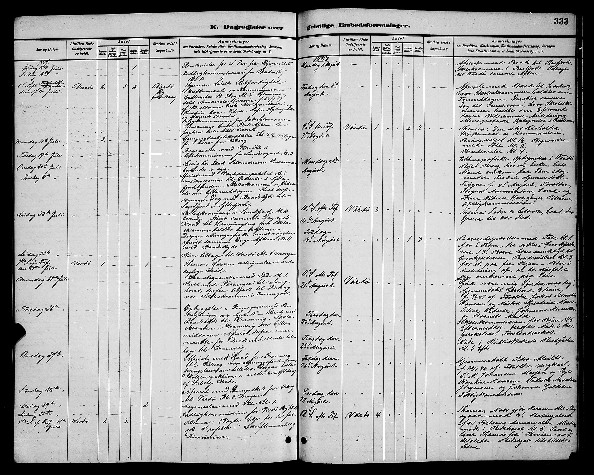 Vardø sokneprestkontor, AV/SATØ-S-1332/H/Hb/L0005klokker: Parish register (copy) no. 5, 1887-1892, p. 333