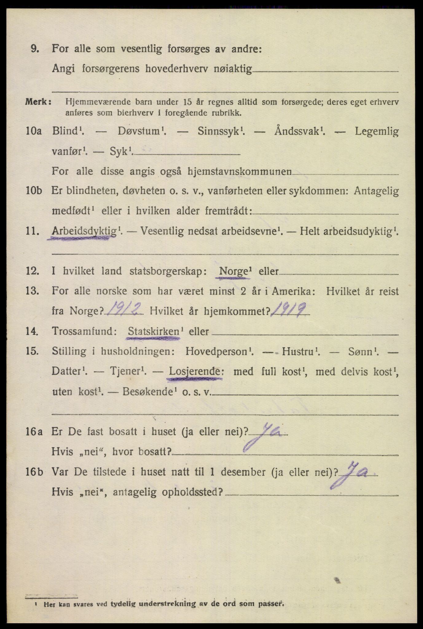 SAK, 1920 census for Oddernes, 1920, p. 4660