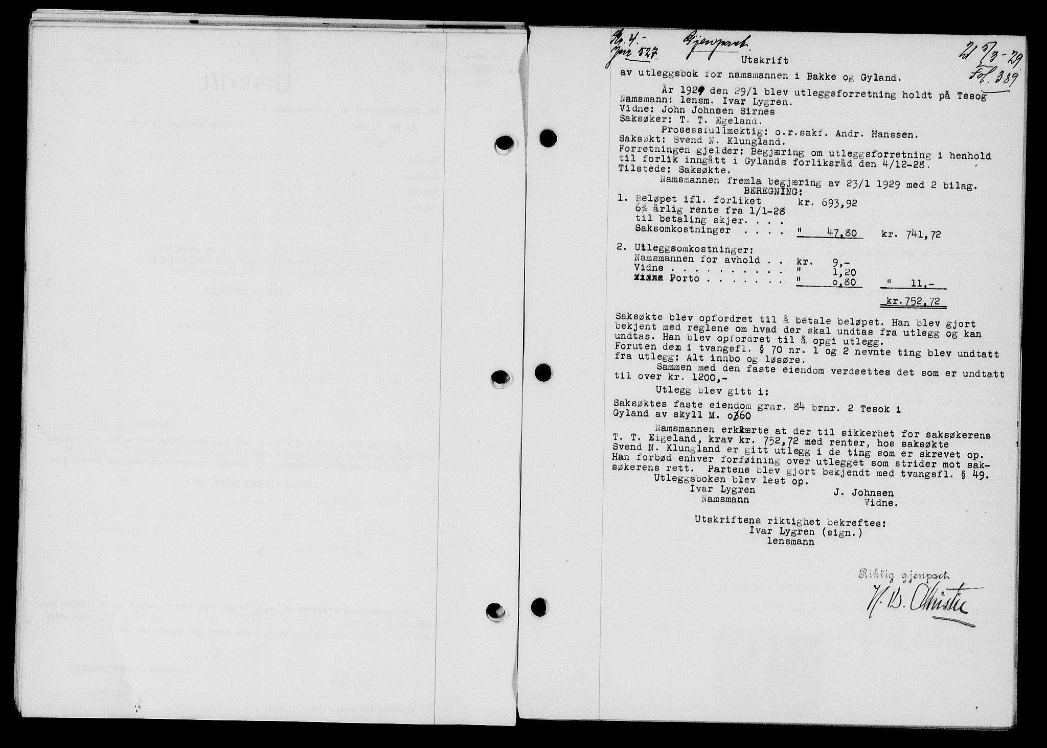 Flekkefjord sorenskriveri, SAK/1221-0001/G/Gb/Gba/L0044: Mortgage book no. 42, 1928-1929, Deed date: 05.03.1929