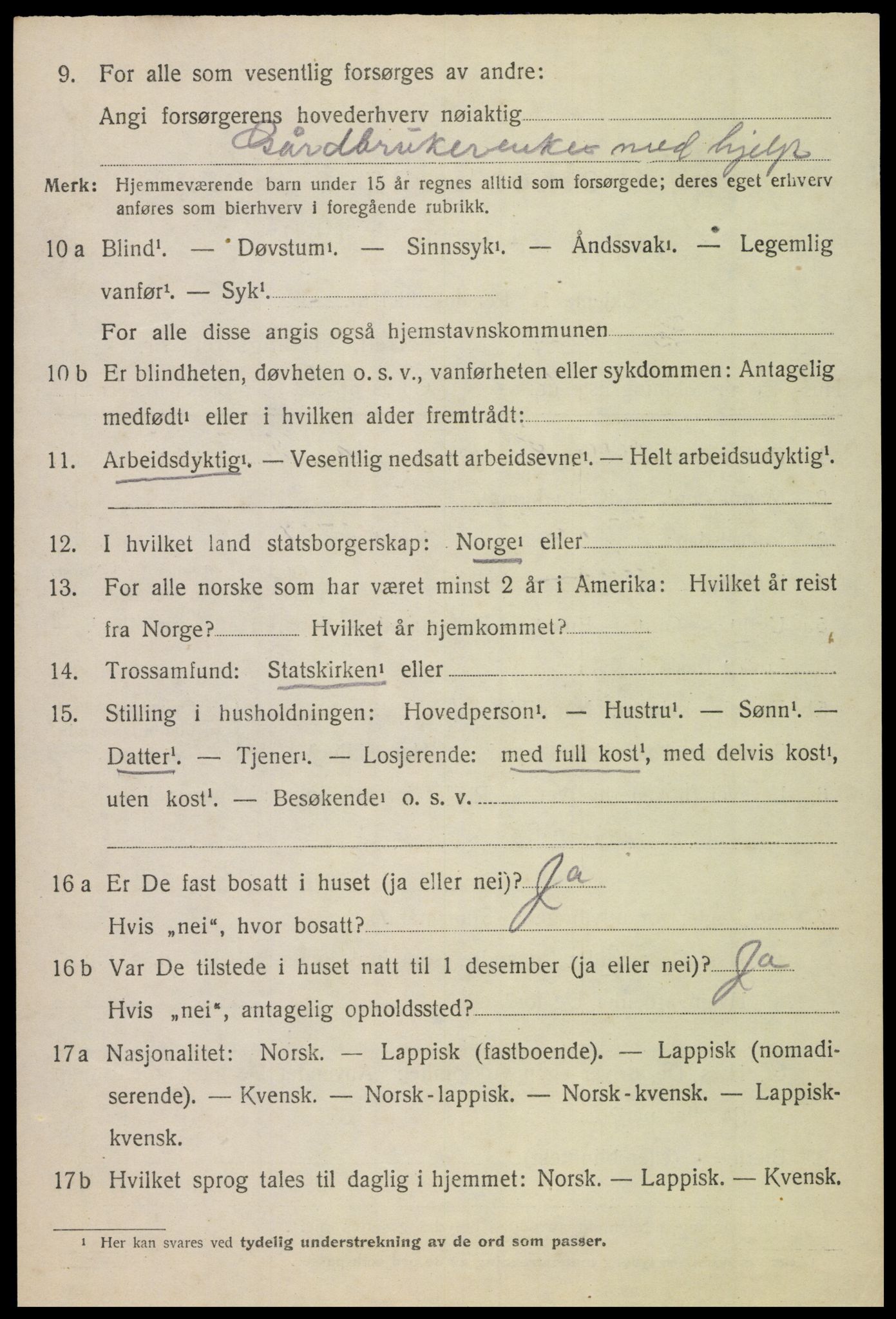 SAT, 1920 census for Gimsøy, 1920, p. 2670