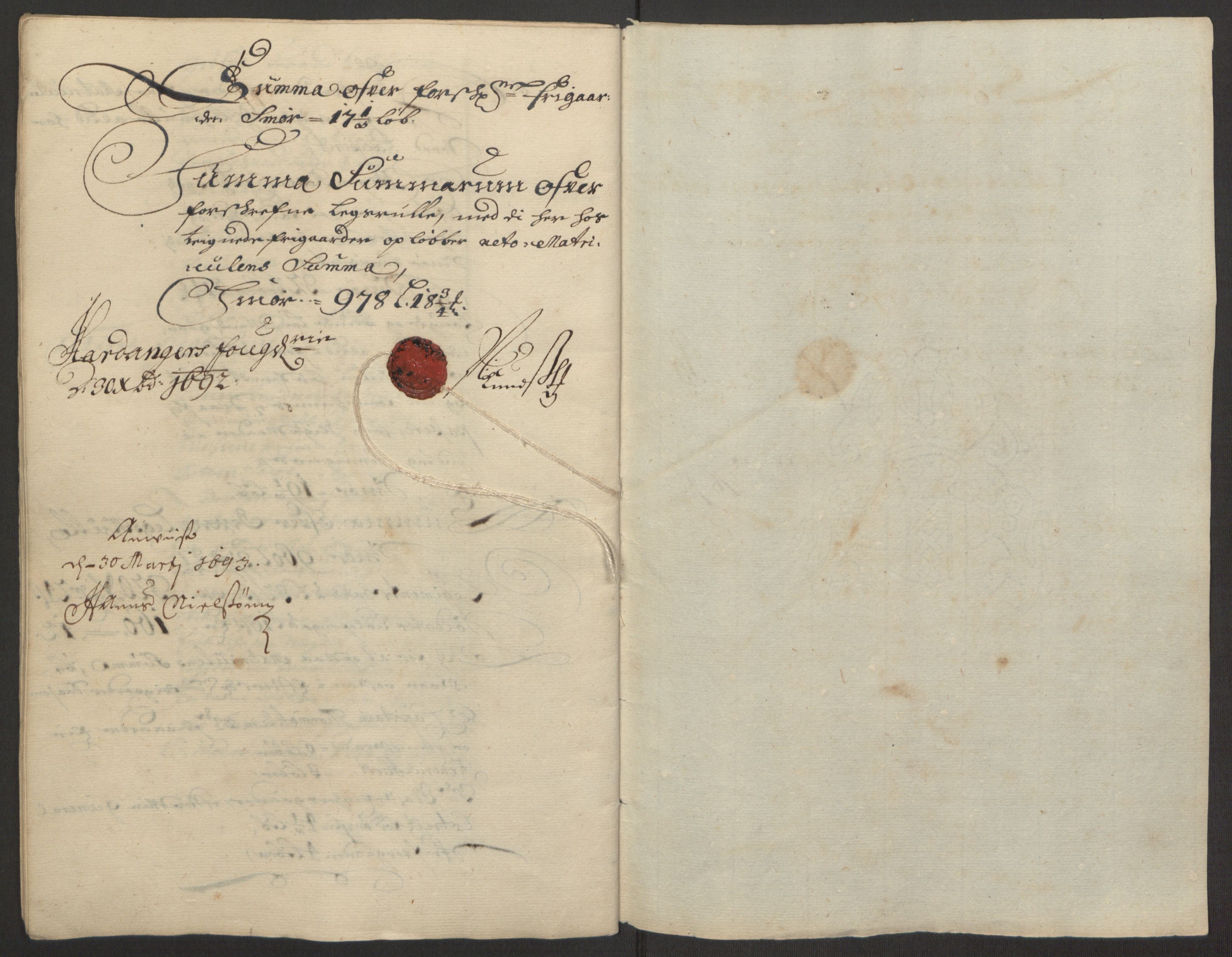 Rentekammeret inntil 1814, Reviderte regnskaper, Fogderegnskap, AV/RA-EA-4092/R48/L2973: Fogderegnskap Sunnhordland og Hardanger, 1691-1692, p. 500