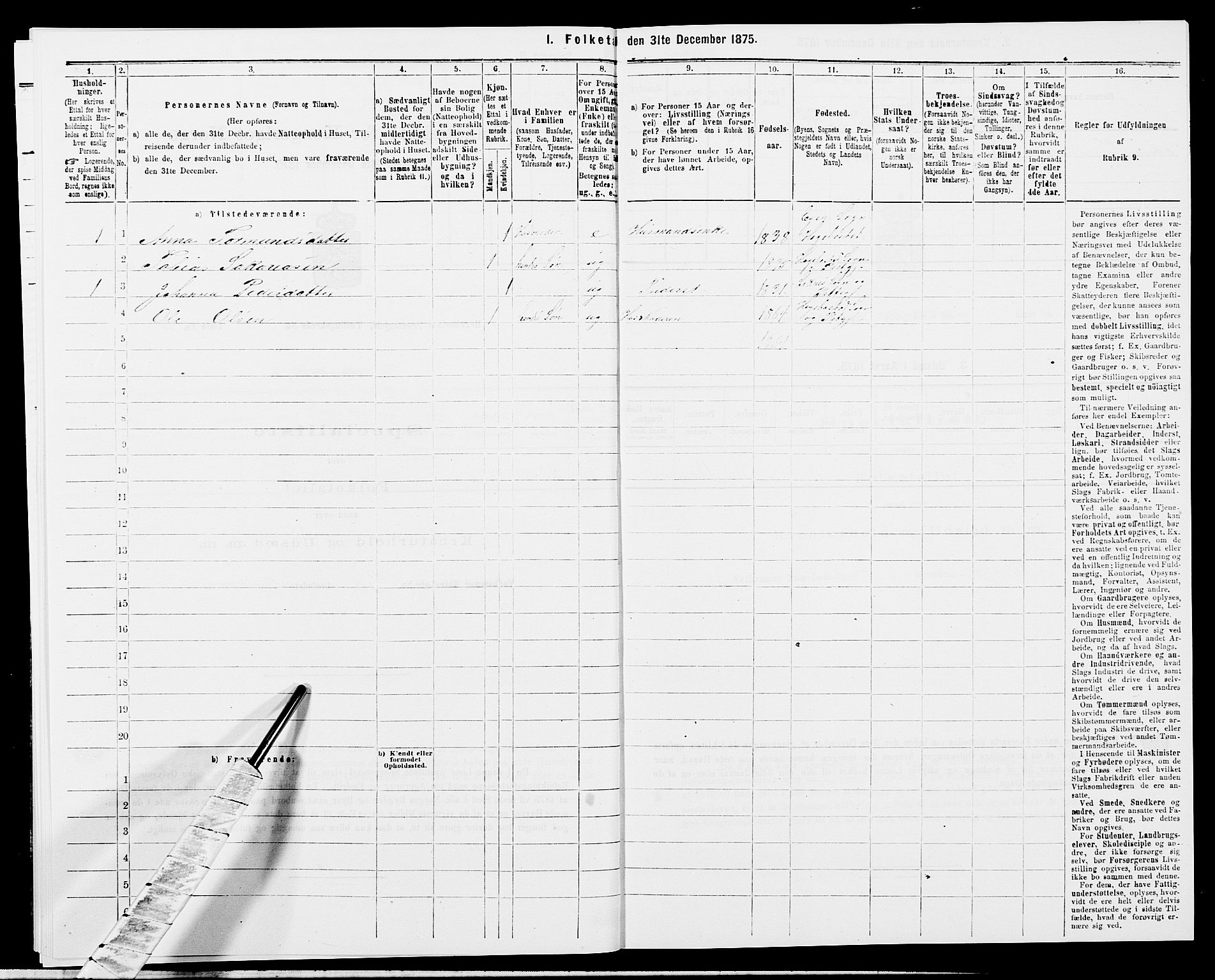 SAK, 1875 census for 1034P Hægebostad, 1875, p. 73