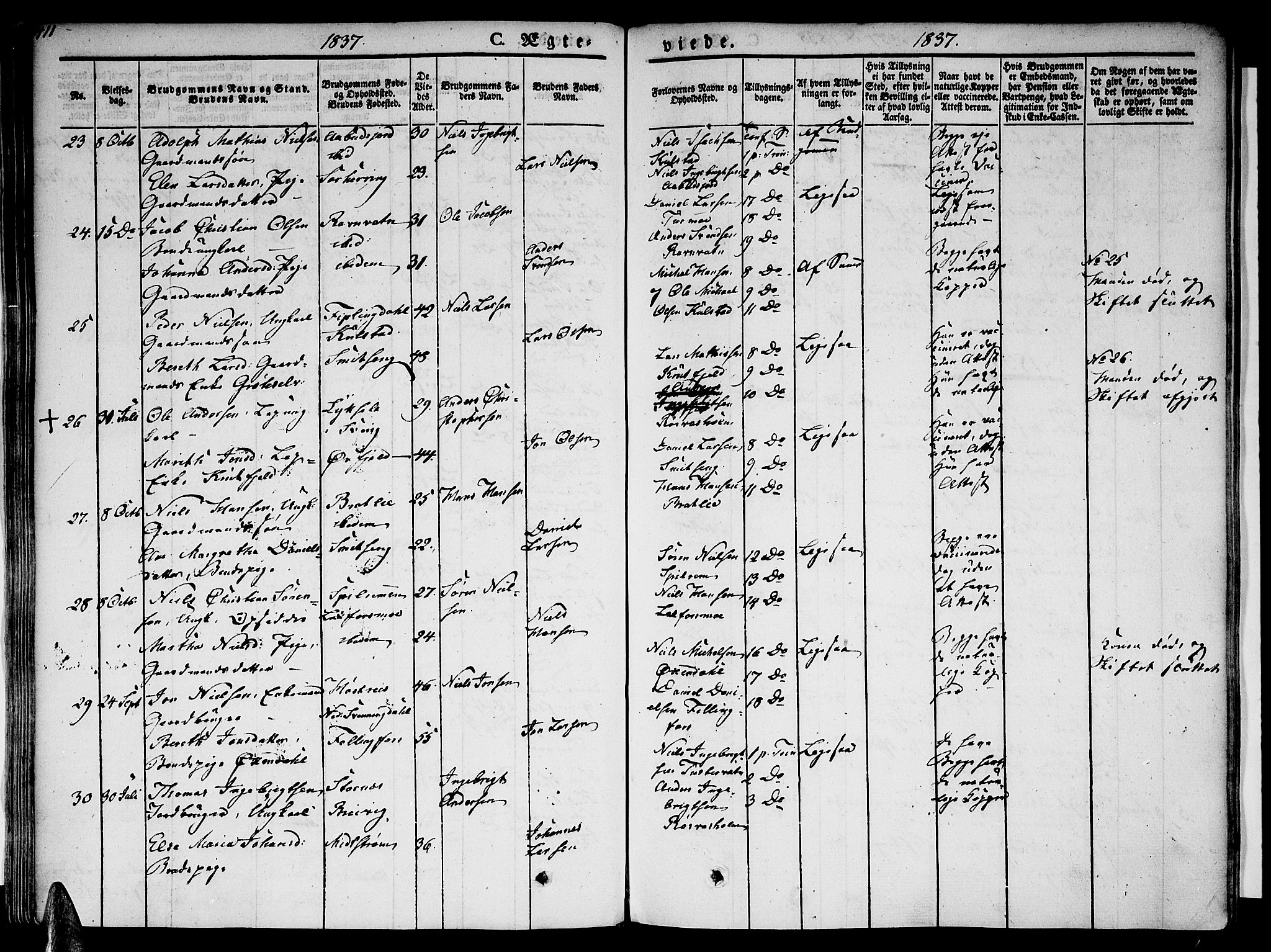 Ministerialprotokoller, klokkerbøker og fødselsregistre - Nordland, SAT/A-1459/820/L0290: Parish register (official) no. 820A11, 1826-1845, p. 411