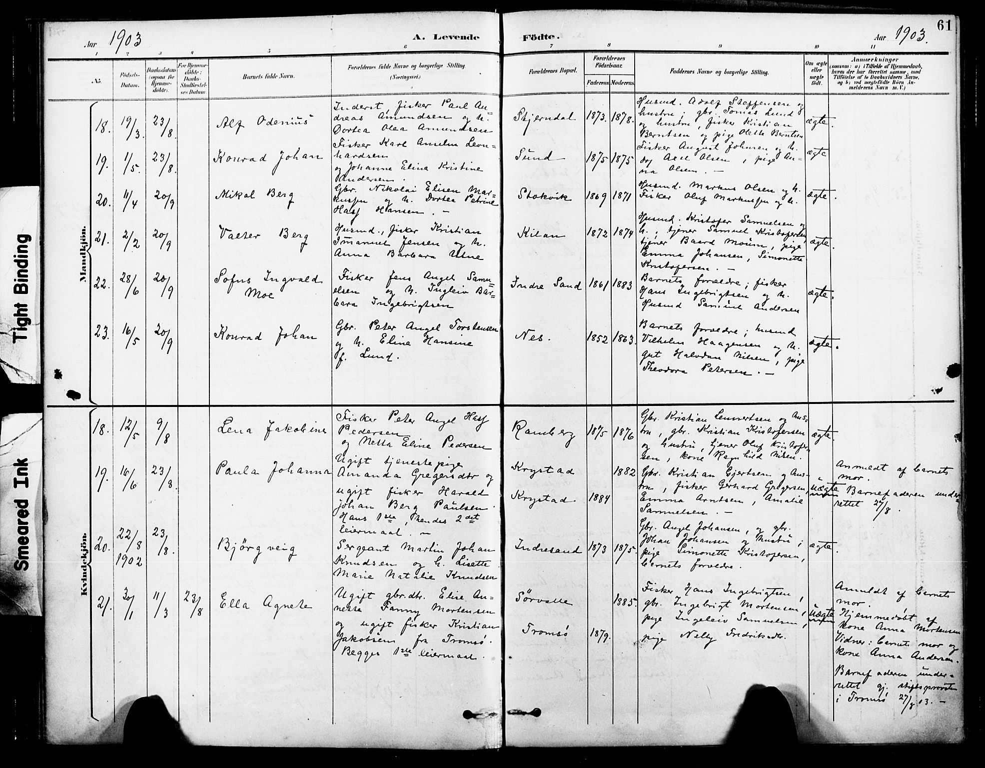 Ministerialprotokoller, klokkerbøker og fødselsregistre - Nordland, AV/SAT-A-1459/885/L1205: Parish register (official) no. 885A06, 1892-1905, p. 61