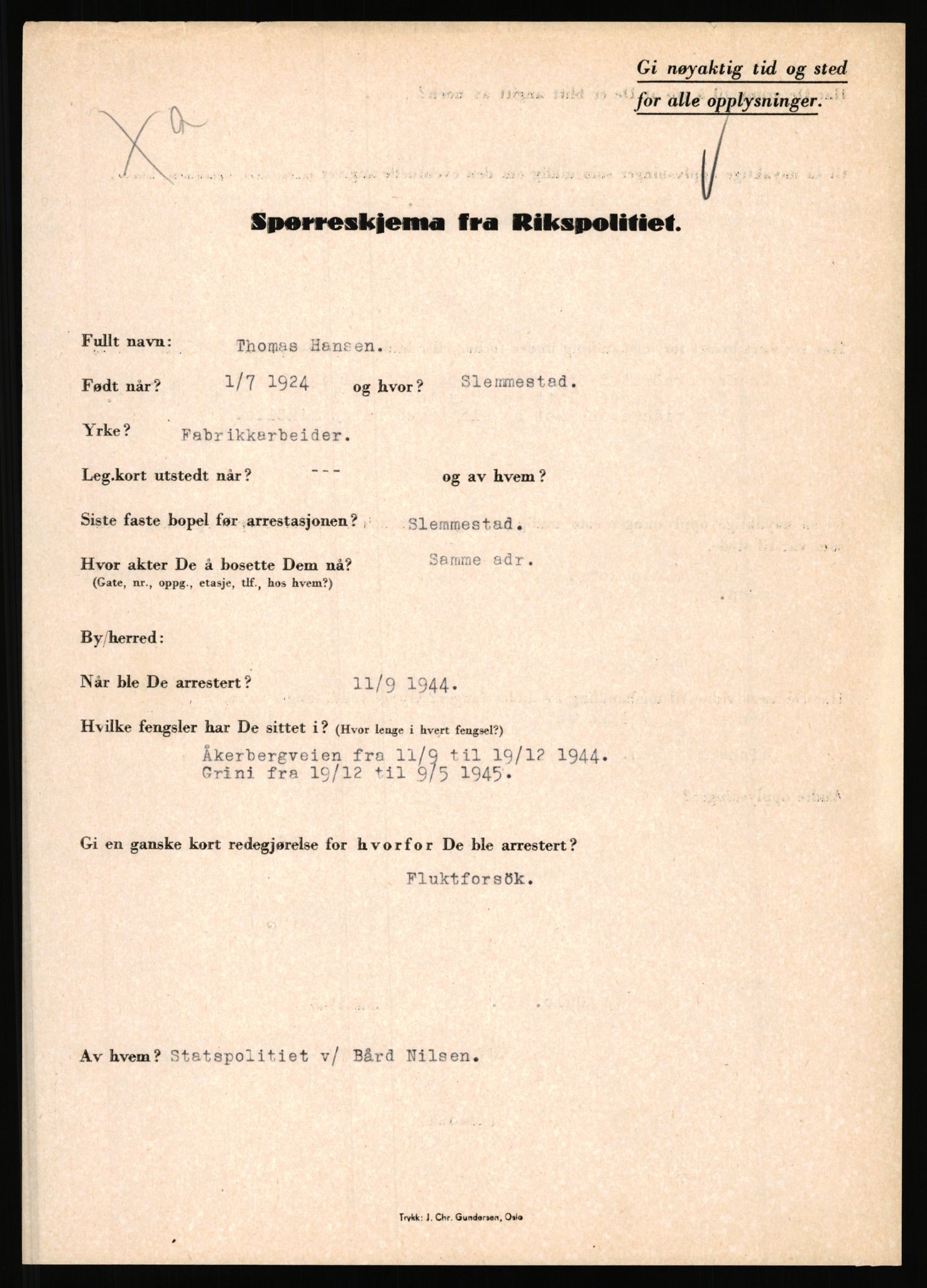 Rikspolitisjefen, AV/RA-S-1560/L/L0006: Hansen, Adolf Boye - Hemstad, Gunnar, 1940-1945, p. 514