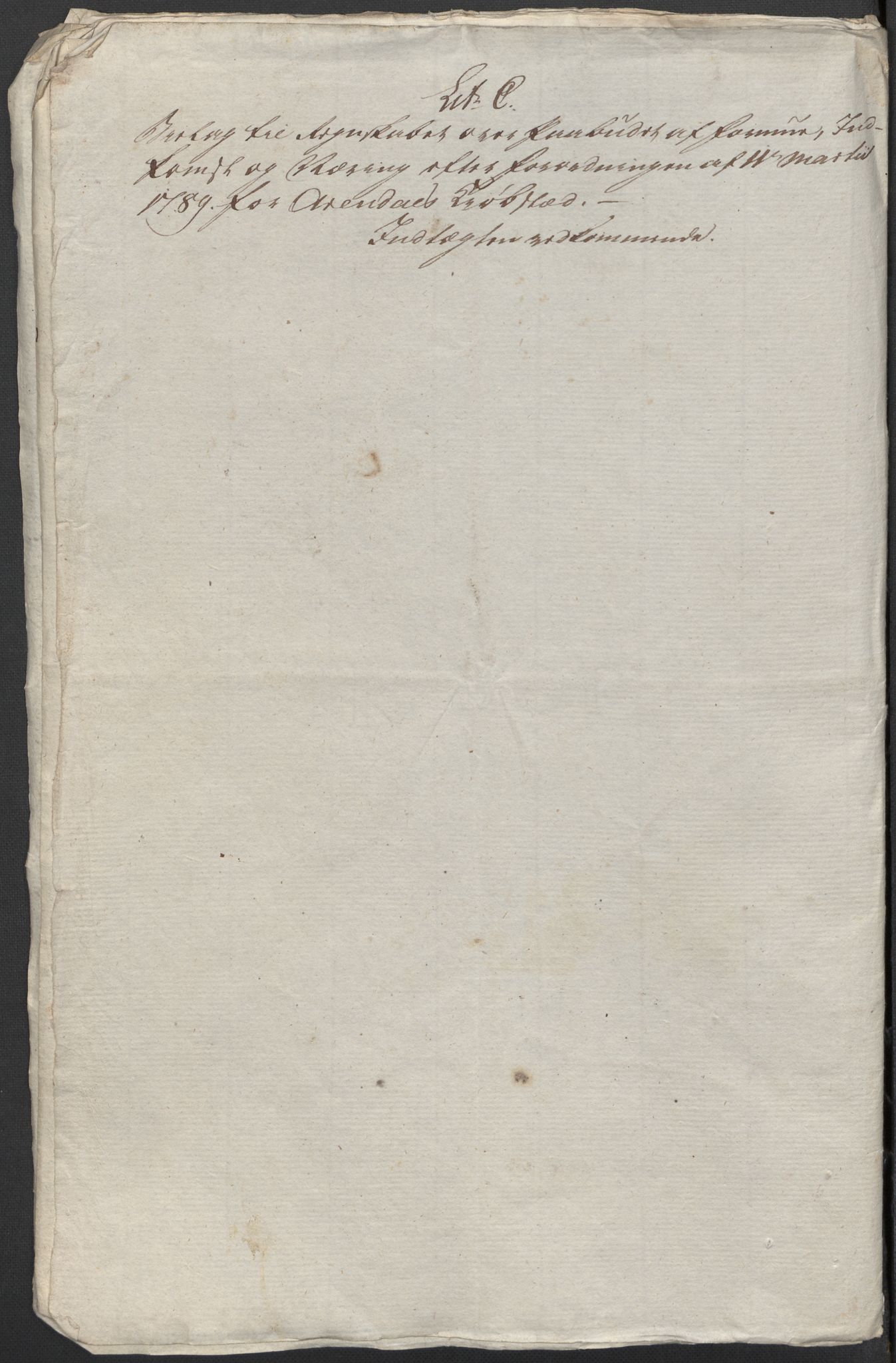 Rentekammeret inntil 1814, Reviderte regnskaper, Mindre regnskaper, RA/EA-4068/Rf/Rfe/L0002: Arendal. Bergen, 1789, p. 321