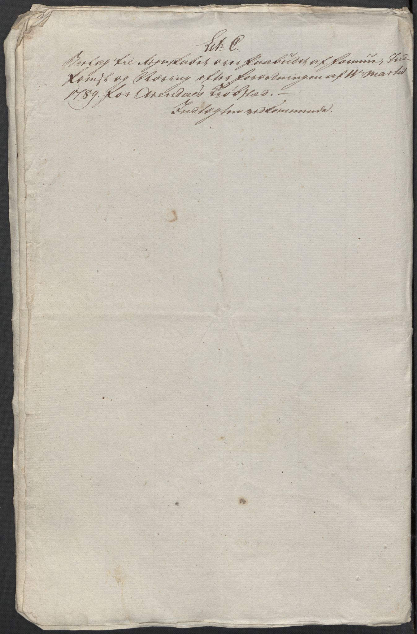 Rentekammeret inntil 1814, Reviderte regnskaper, Mindre regnskaper, AV/RA-EA-4068/Rf/Rfe/L0002: Arendal. Bergen, 1789, p. 321