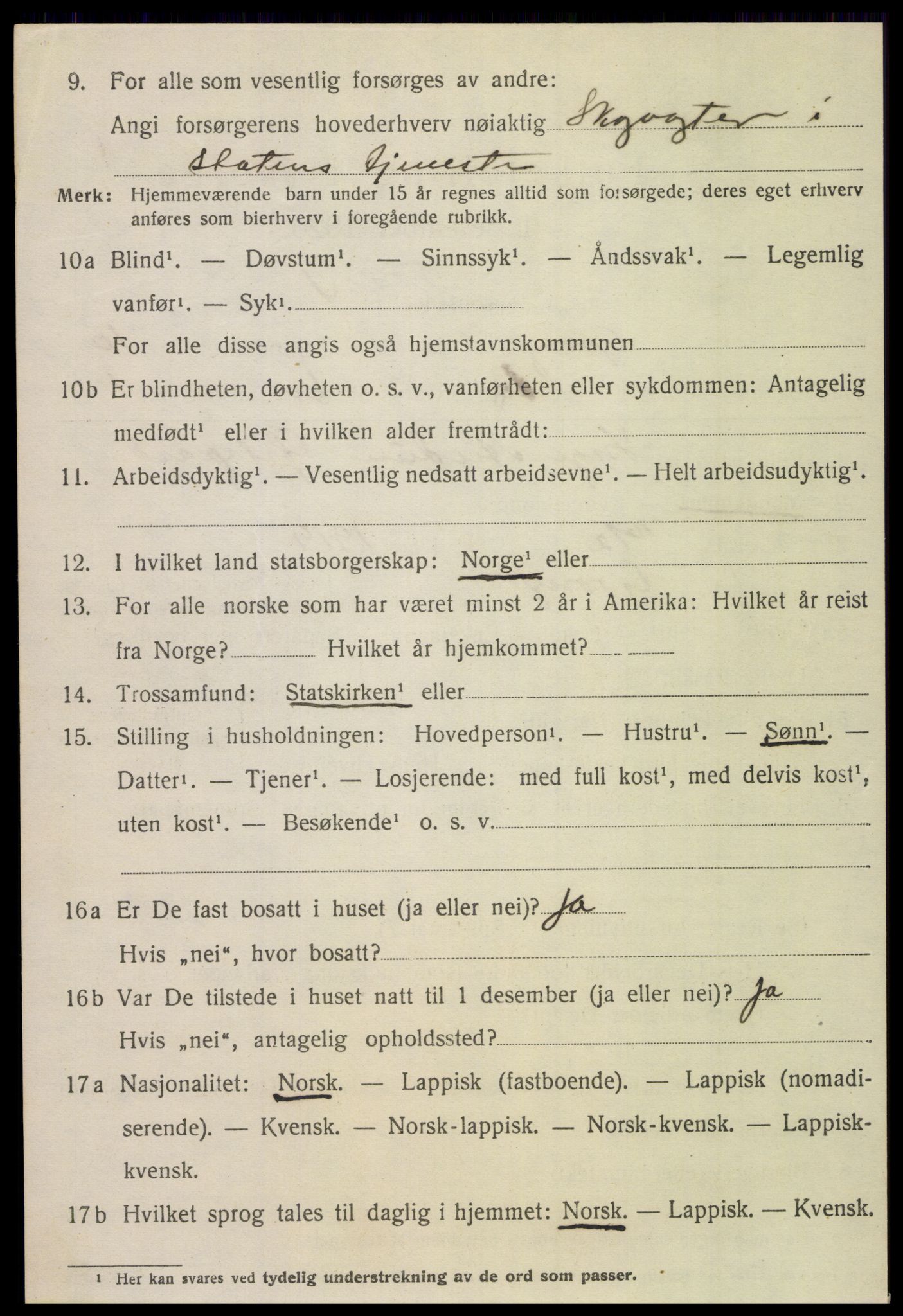 SAT, 1920 census for Grong, 1920, p. 5592