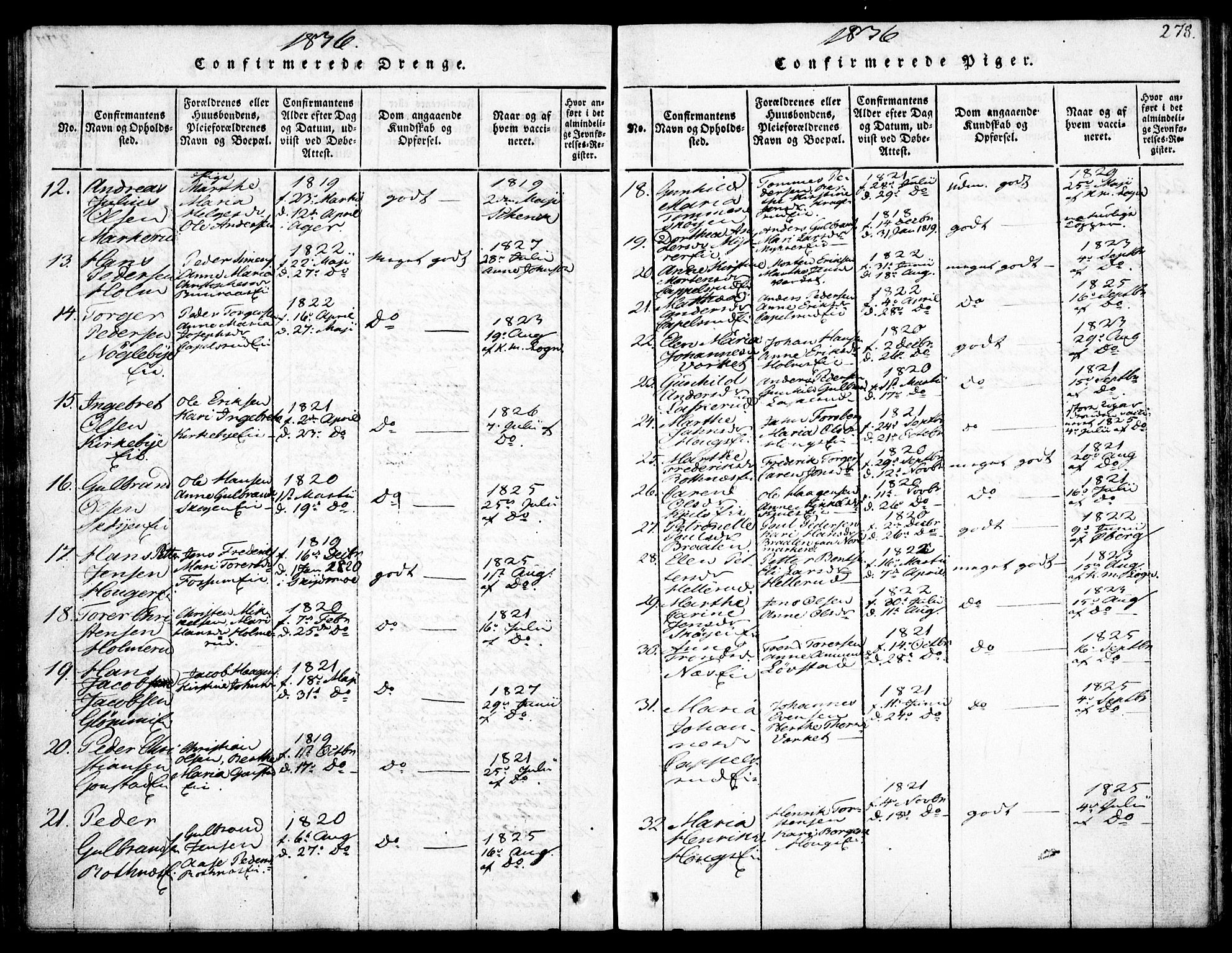 Nittedal prestekontor Kirkebøker, SAO/A-10365a/F/Fa/L0003: Parish register (official) no. I 3, 1814-1836, p. 278