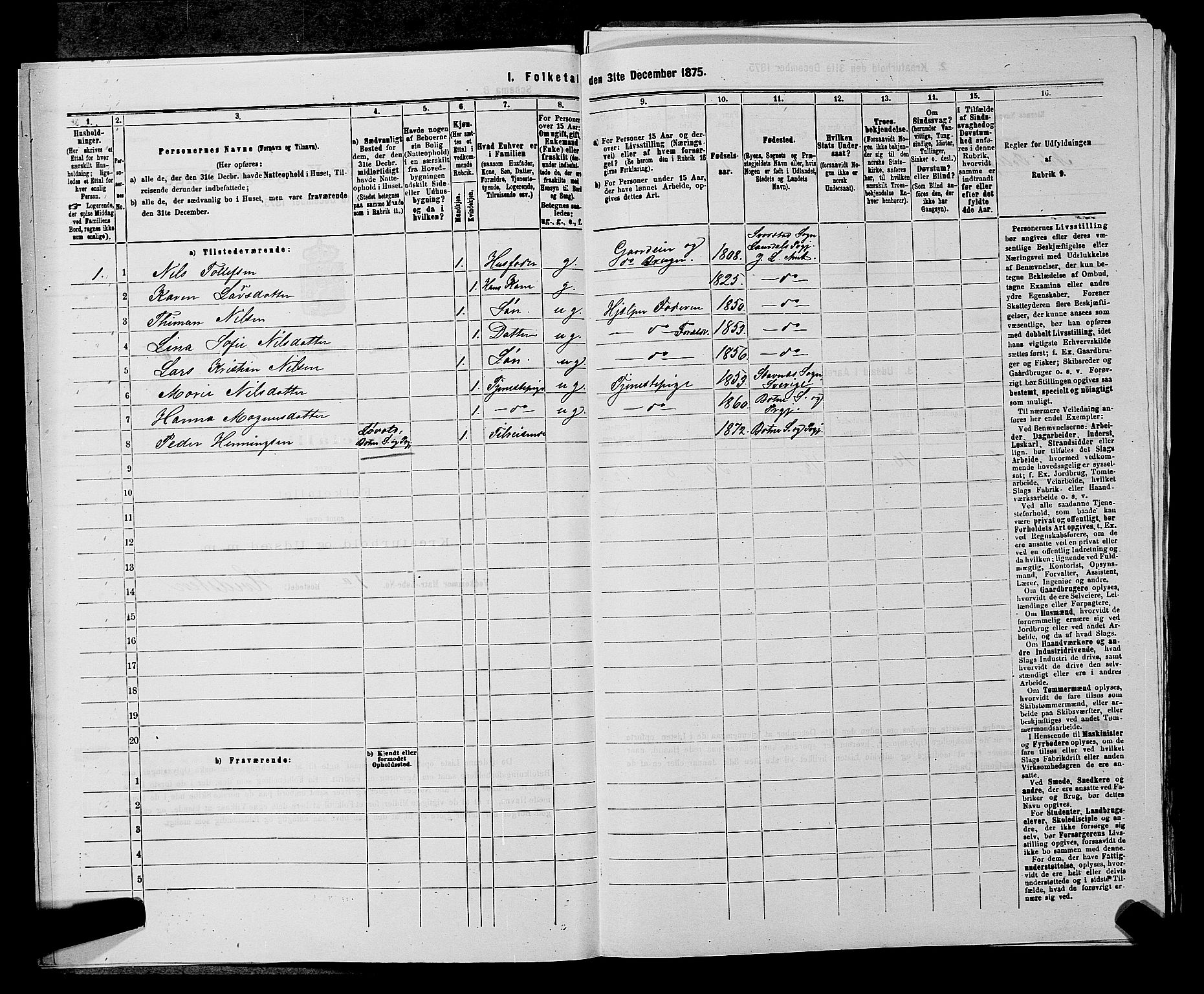 SAKO, 1875 census for 0715P Botne, 1875, p. 57