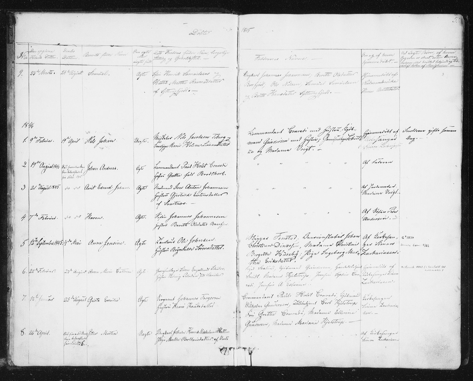 Vardø sokneprestkontor, SATØ/S-1332/H/Ha/L0003kirke: Parish register (official) no. 3, 1843-1861, p. 5