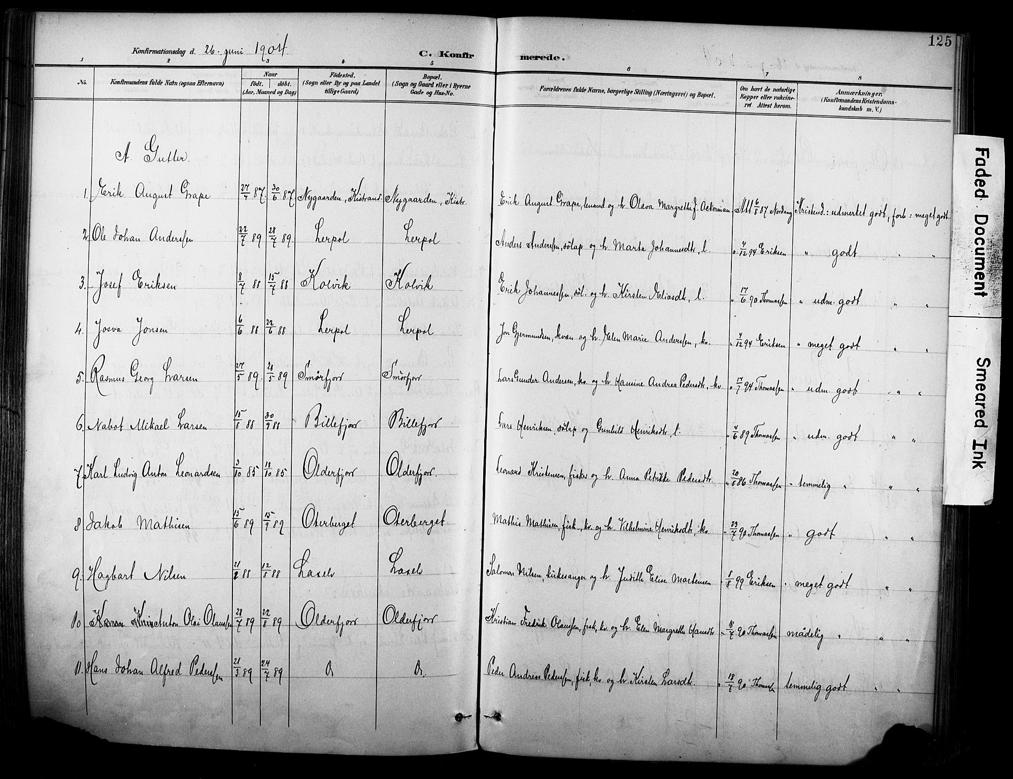 Kistrand/Porsanger sokneprestembete, SATØ/S-1351/H/Ha/L0013.kirke: Parish register (official) no. 13, 1899-1907, p. 125