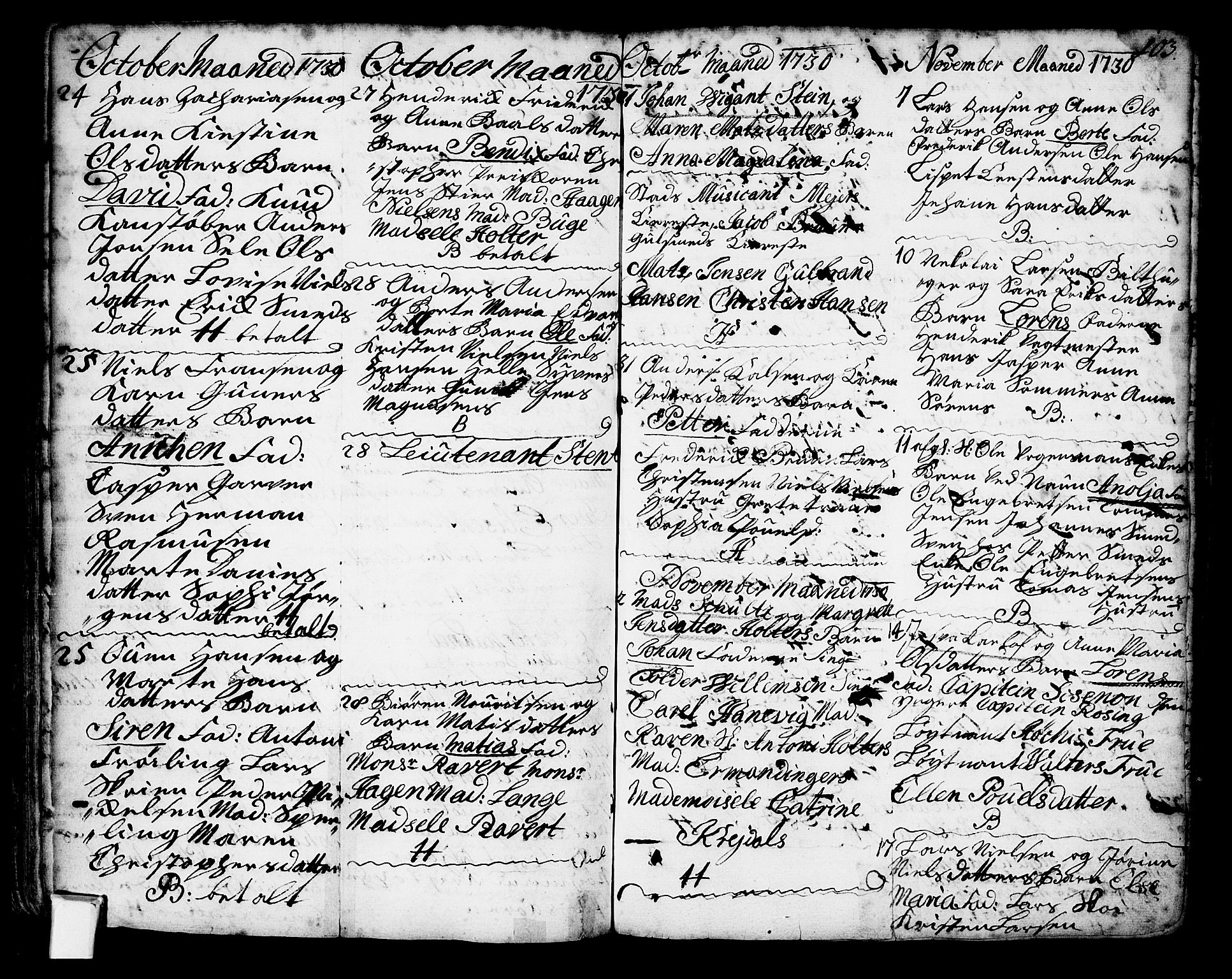 Oslo domkirke Kirkebøker, AV/SAO-A-10752/F/Fa/L0002: Parish register (official) no. 2, 1705-1730, p. 103