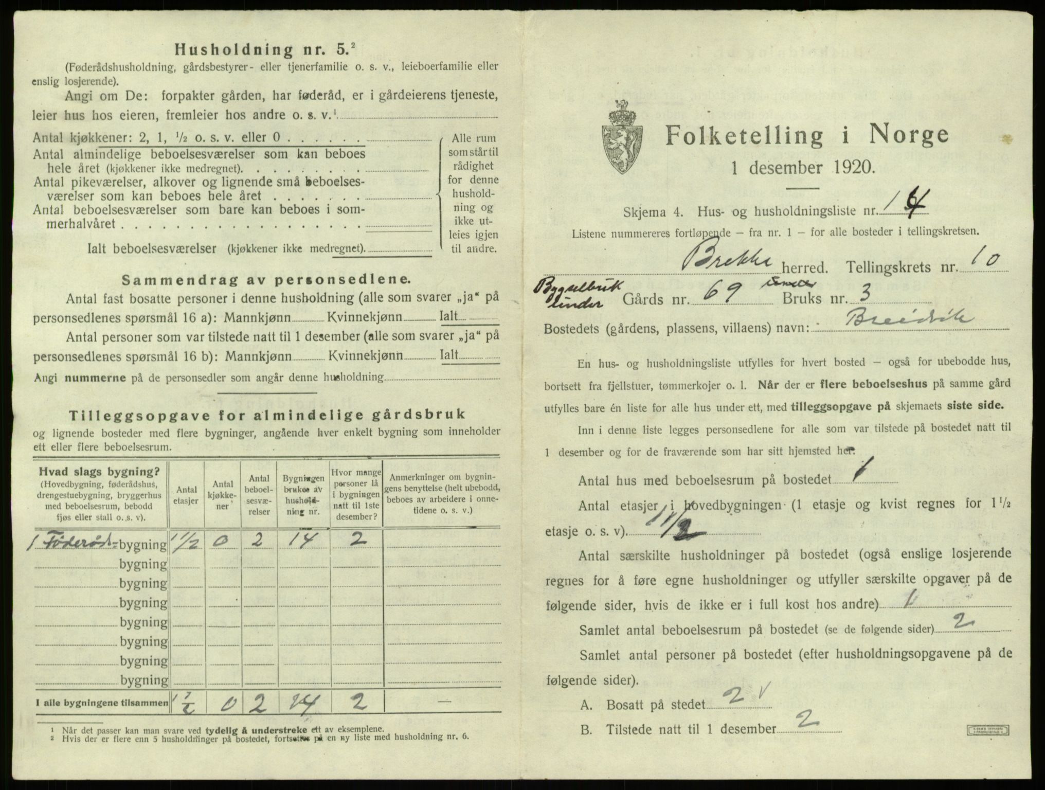 SAB, 1920 census for Brekke, 1920, p. 324