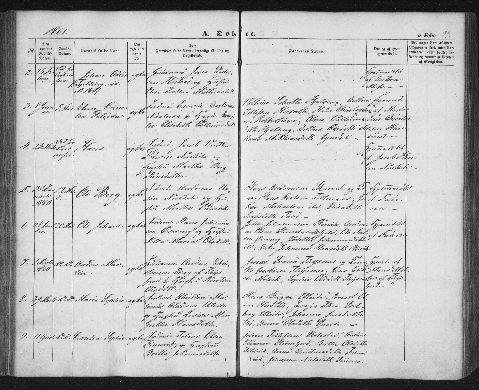 Ministerialprotokoller, klokkerbøker og fødselsregistre - Nordland, SAT/A-1459/859/L0844: Parish register (official) no. 859A04, 1849-1862, p. 99