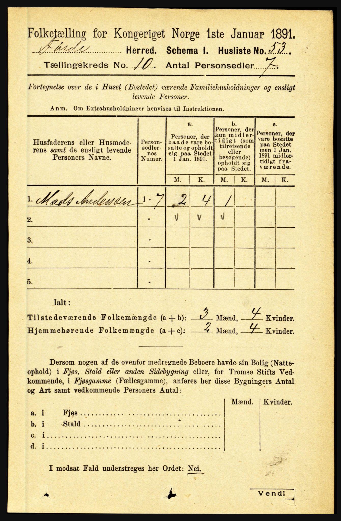 RA, 1891 census for 1432 Førde, 1891, p. 3663