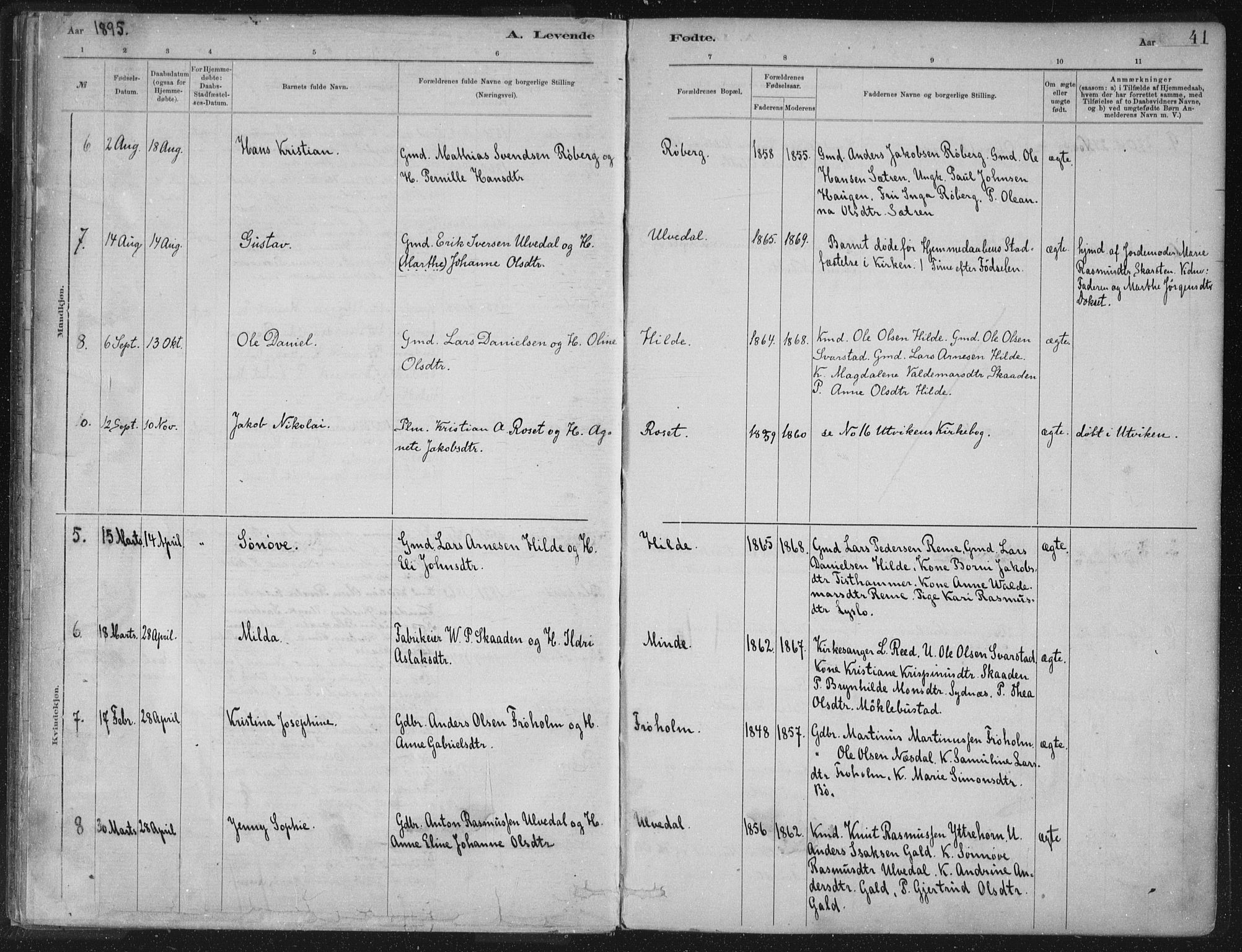 Innvik sokneprestembete, AV/SAB-A-80501: Parish register (official) no. B  1, 1879-1902, p. 41