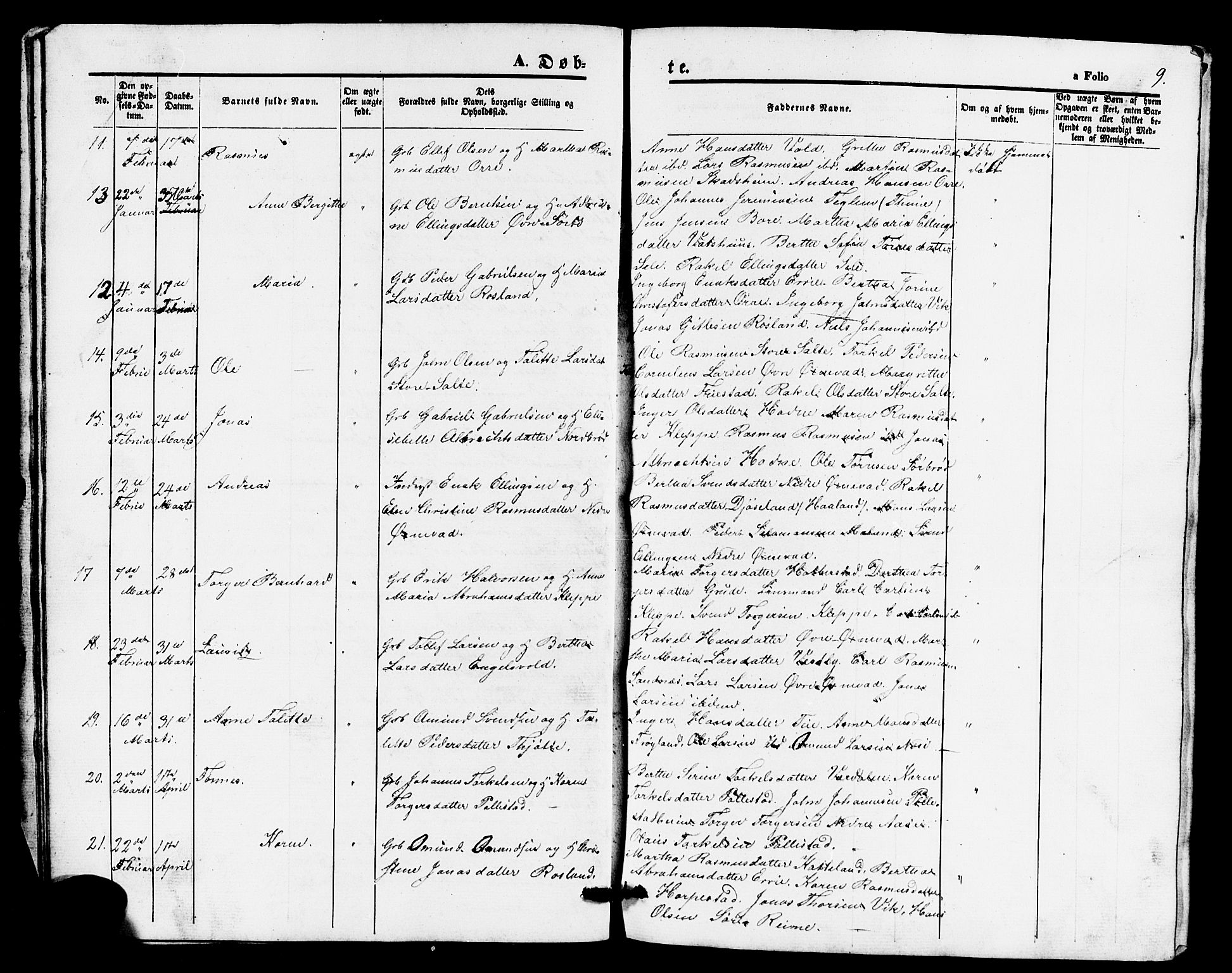 Klepp sokneprestkontor, AV/SAST-A-101803/001/3/30BB/L0002: Parish register (copy) no. B 2, 1860-1875, p. 9