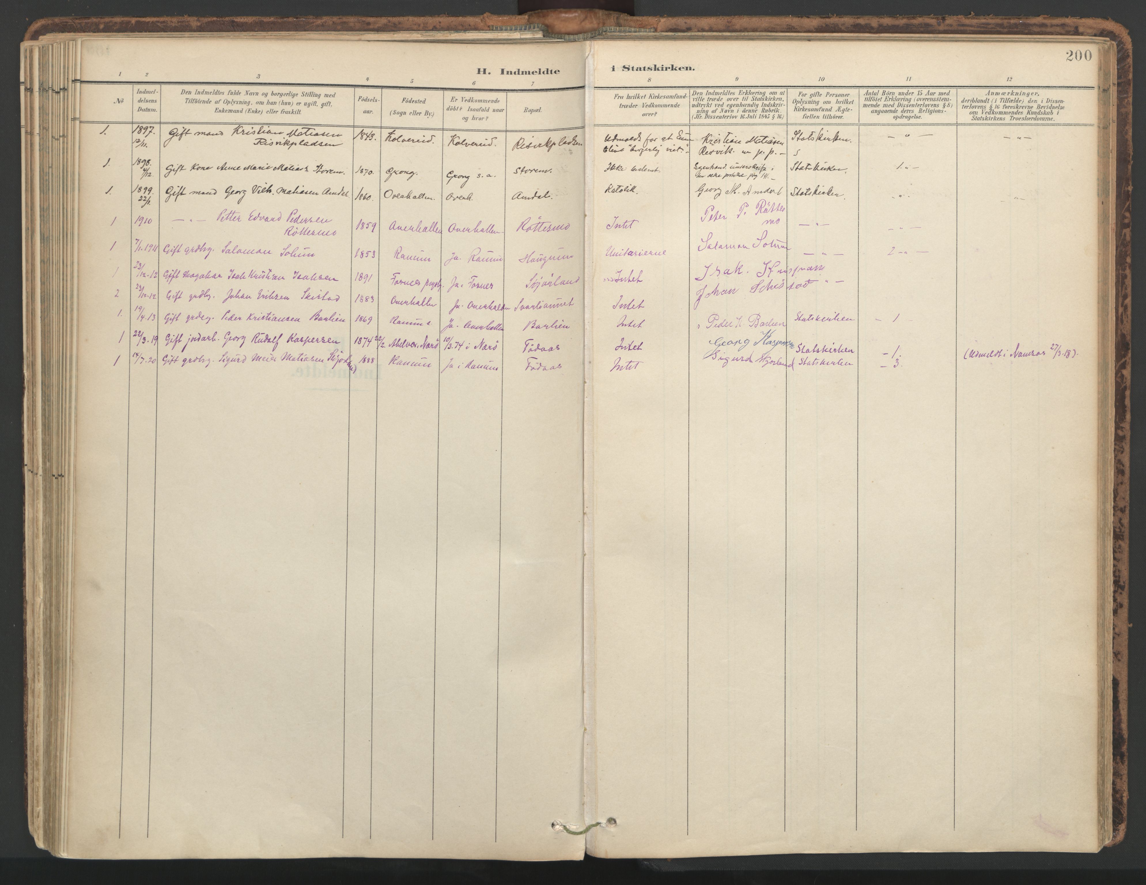 Ministerialprotokoller, klokkerbøker og fødselsregistre - Nord-Trøndelag, SAT/A-1458/764/L0556: Parish register (official) no. 764A11, 1897-1924, p. 200